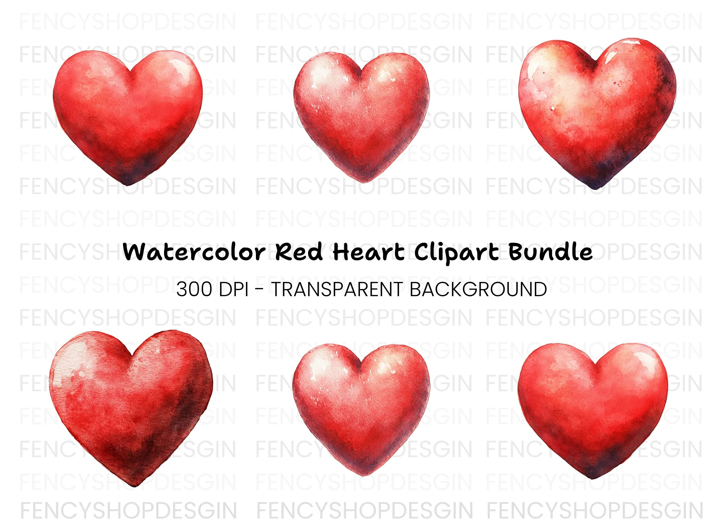 Red Hearts Clipart Bundle