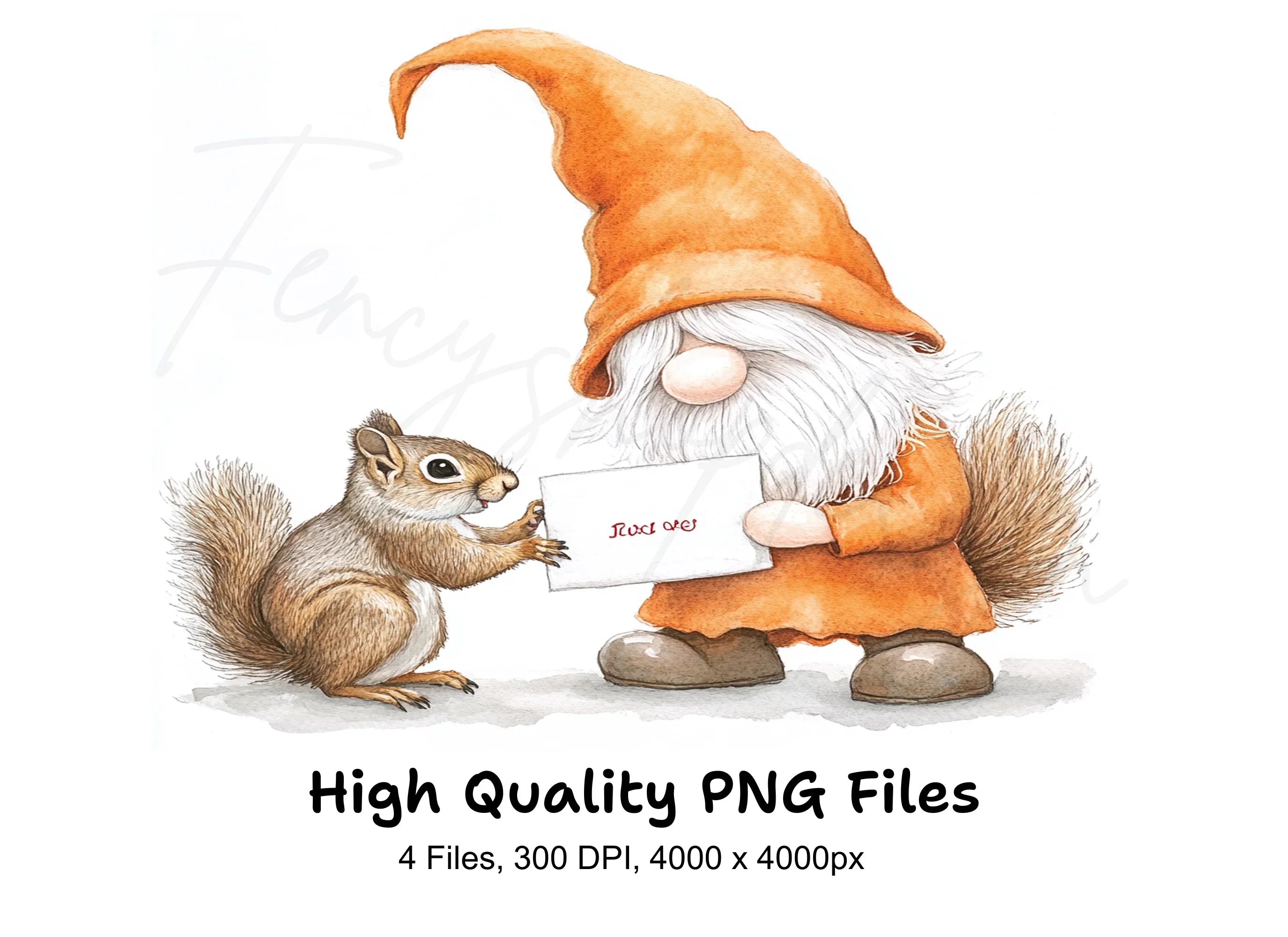 Gnomes and Squirrels with Letters Clipart Bundle