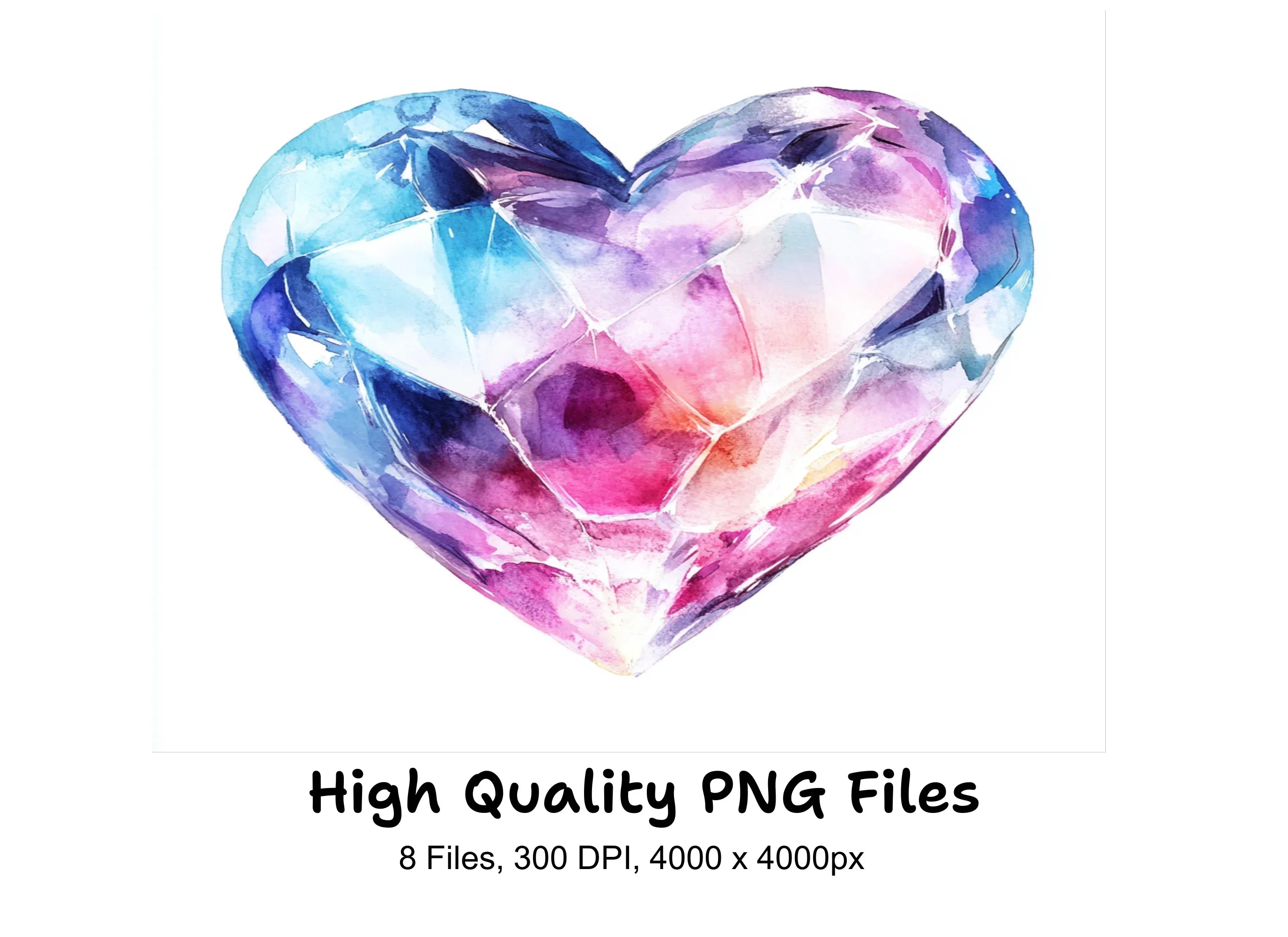 Gemstone Hearts Clipart Bundle