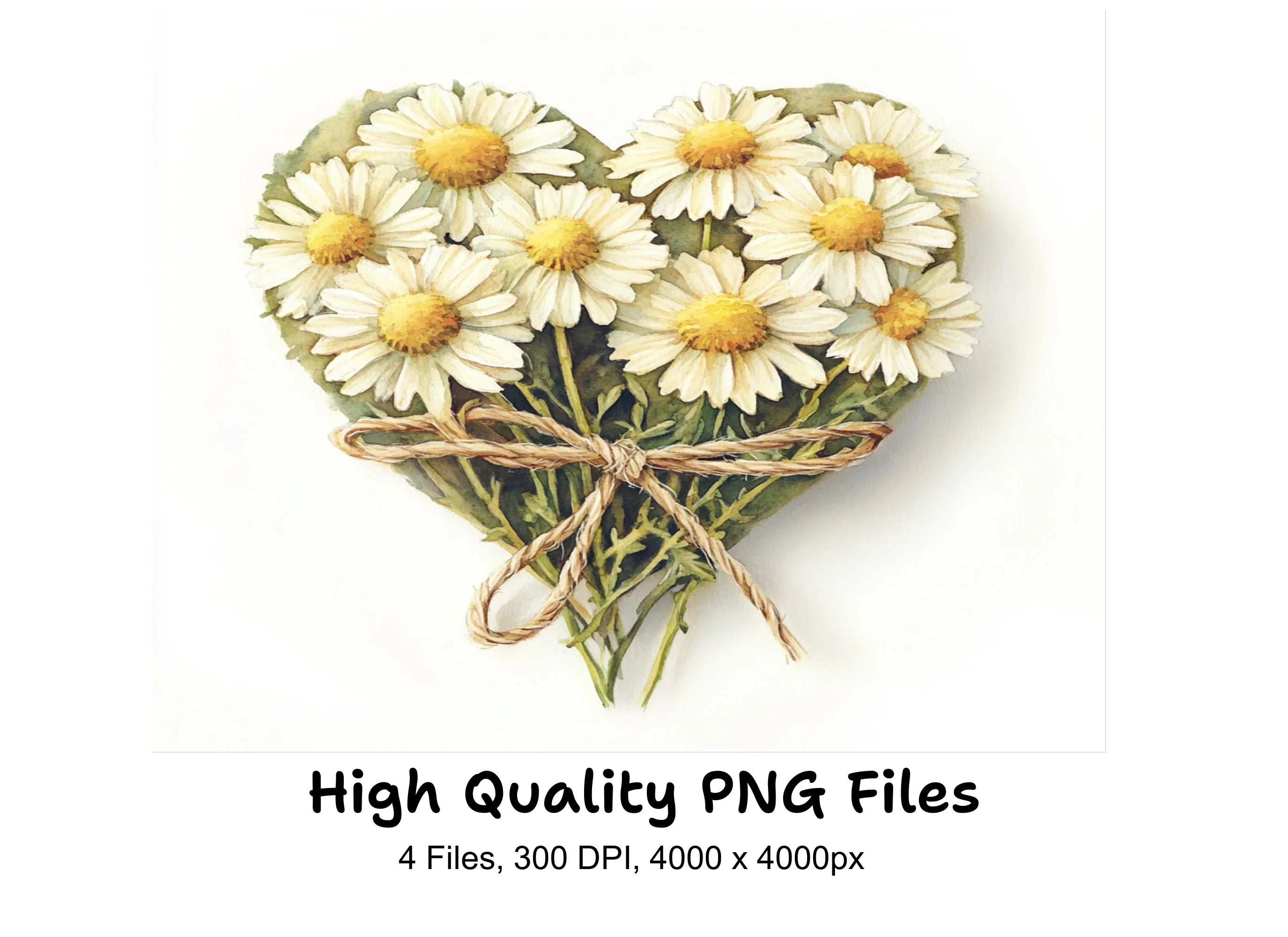 Daisy Heart Bouquets Clipart Bundle