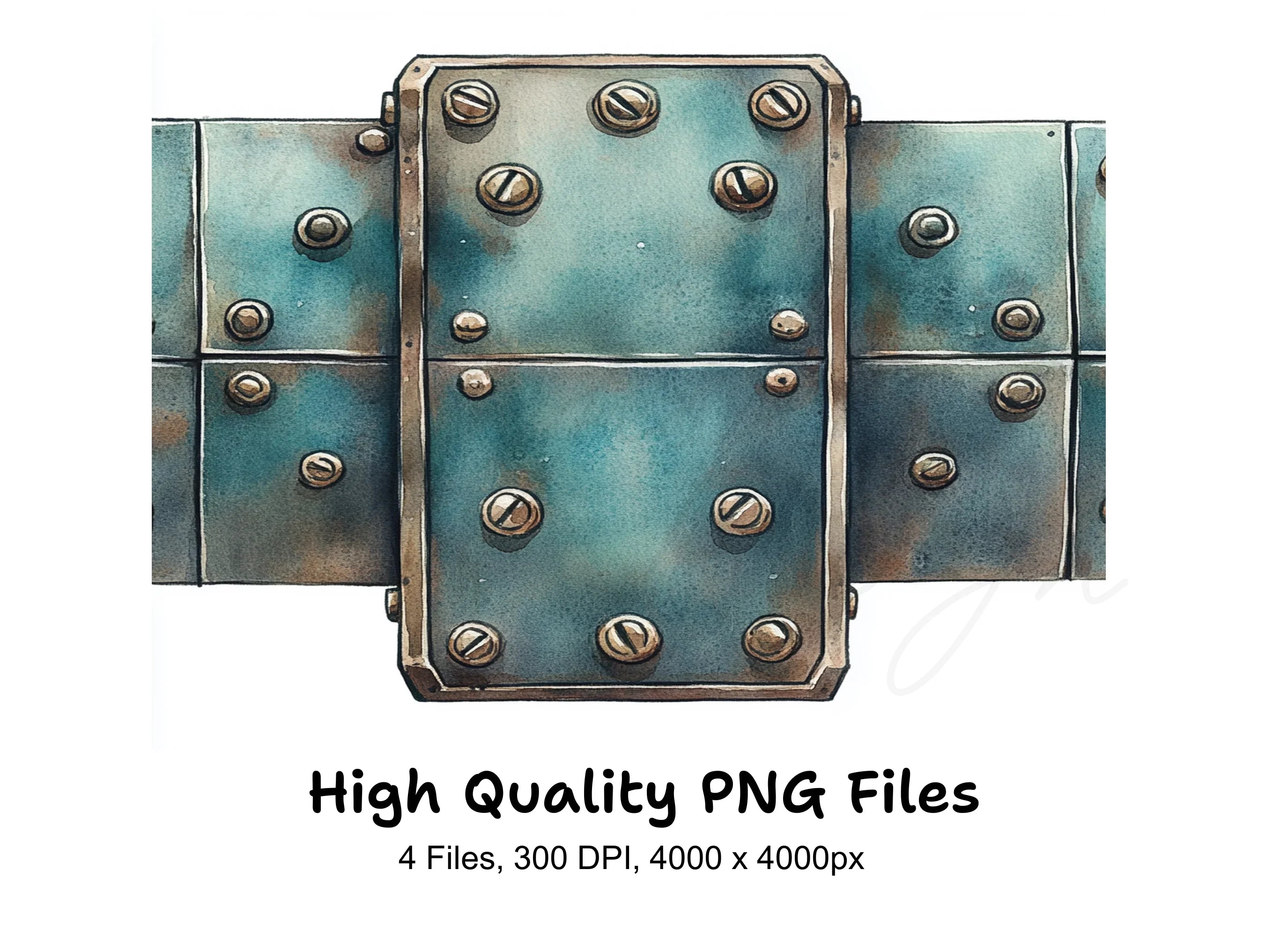 Steampunk Metal Panels Boxes Clipart Bundle