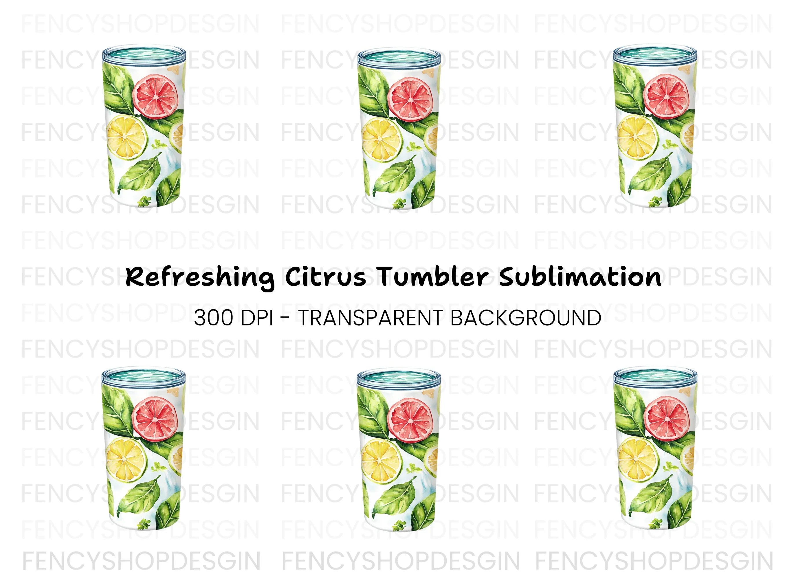 Citrus and Mint Tumbler Clipart Bundle