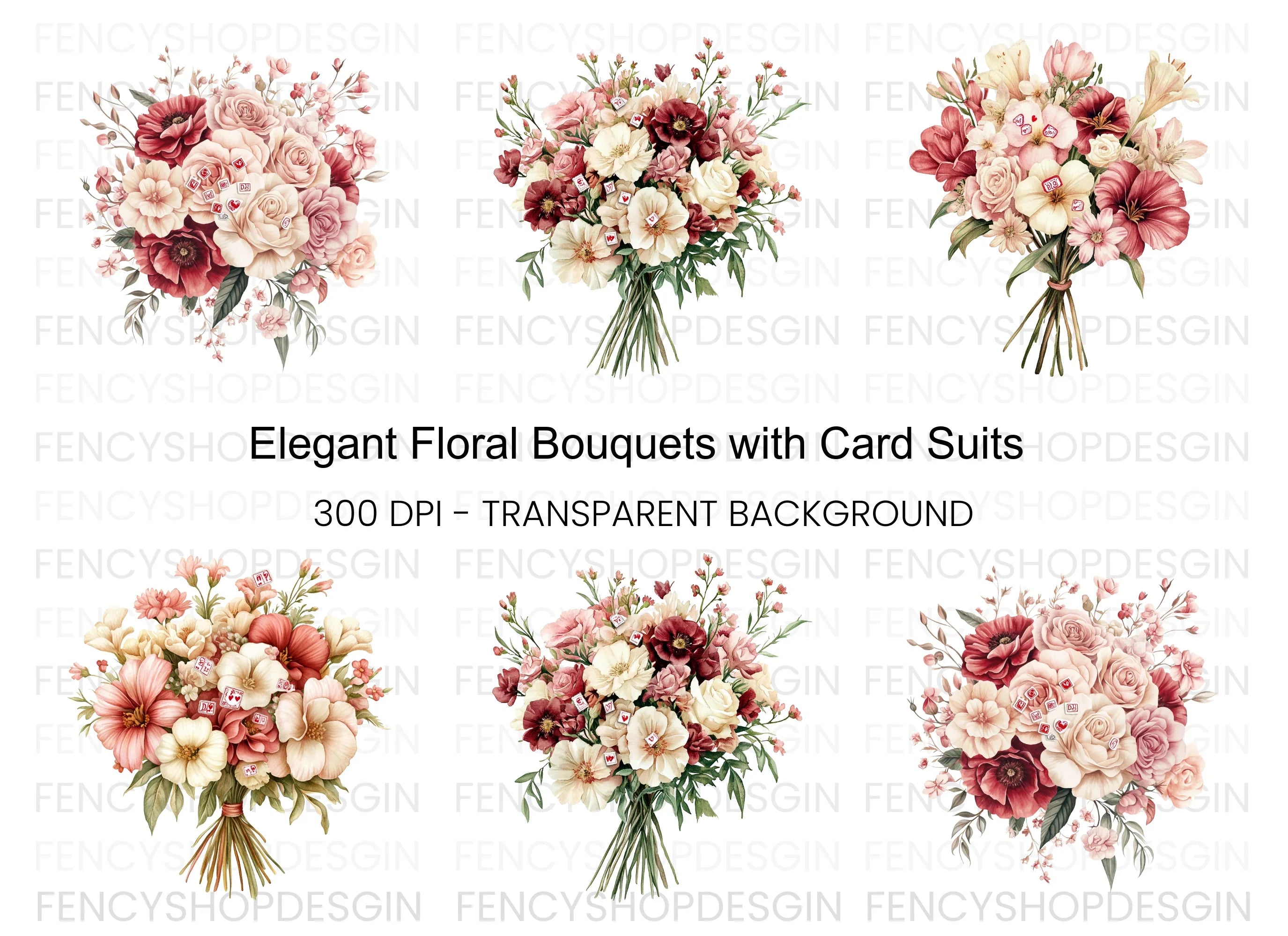 Elegant Floral Bouquets Clipart Bundle