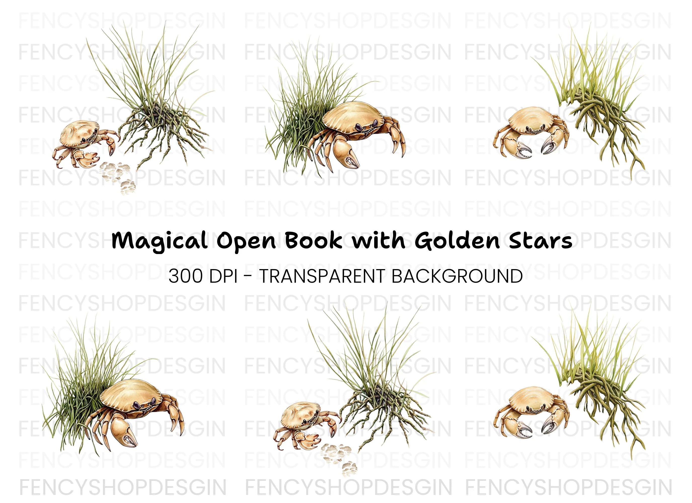 Crabs and Seaweed Clipart Bundle