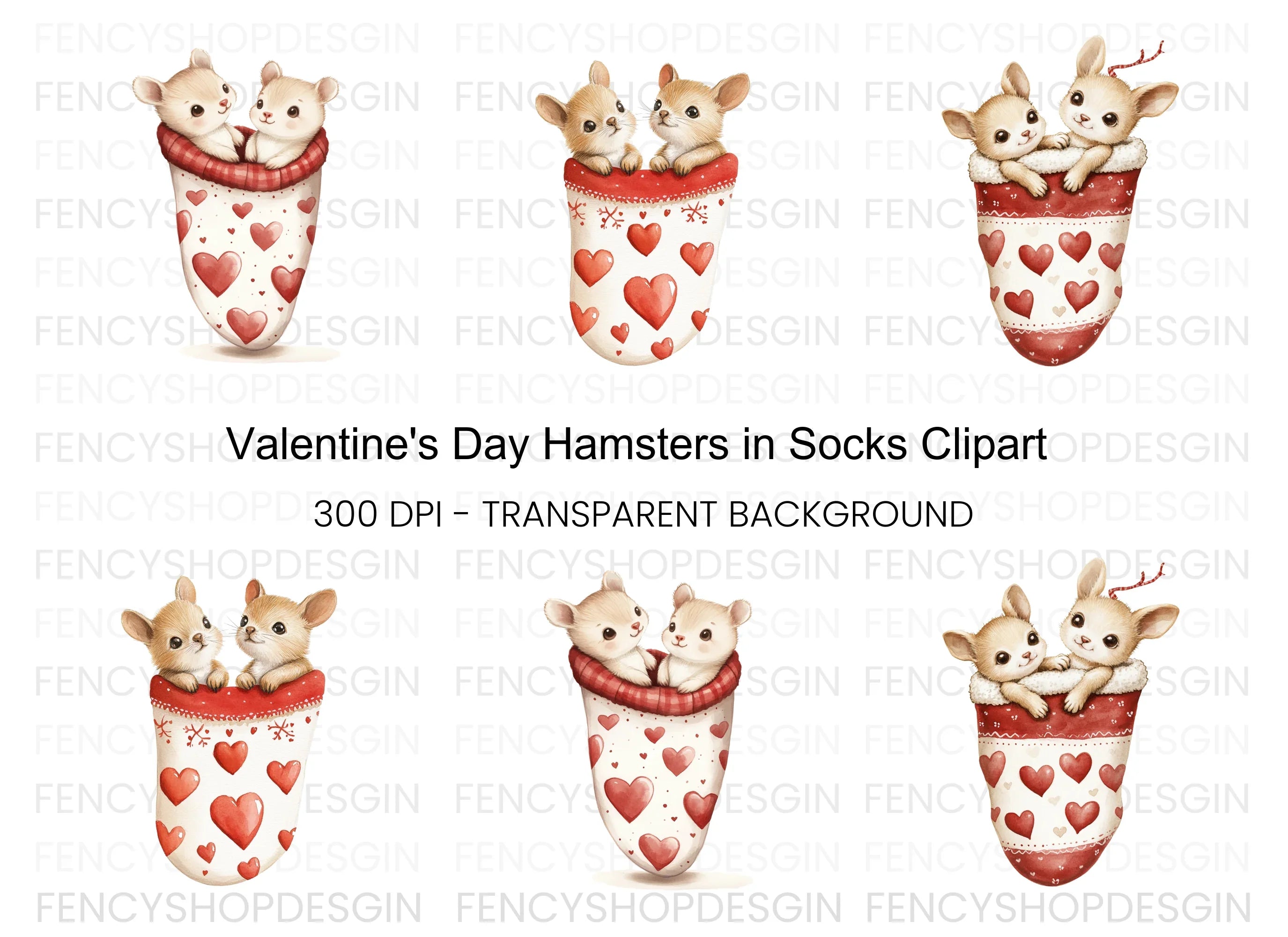 Adorable Hamster Valentine Clipart Bundle