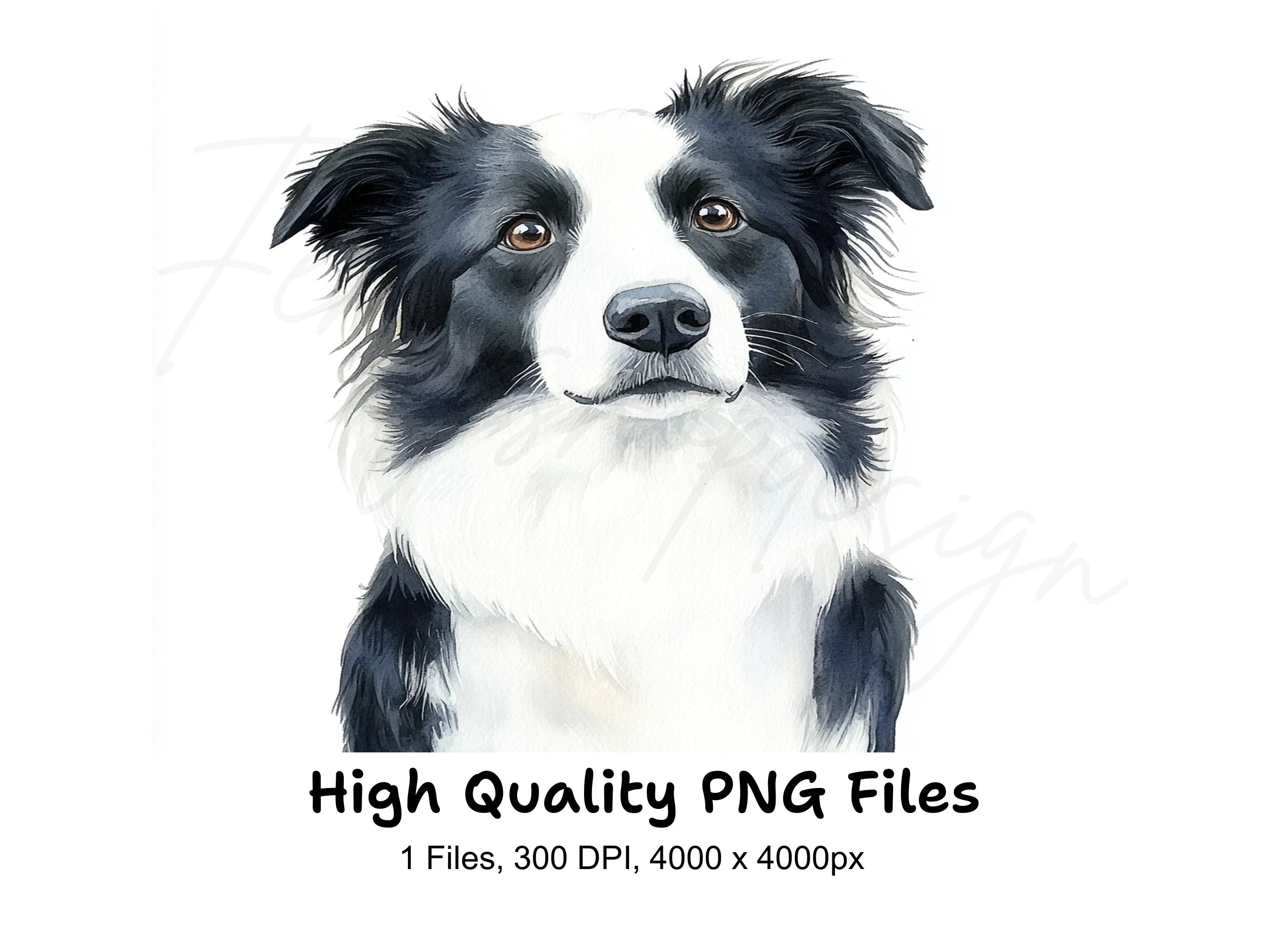 Majestic Border Collie Portrait Clipart Bundle