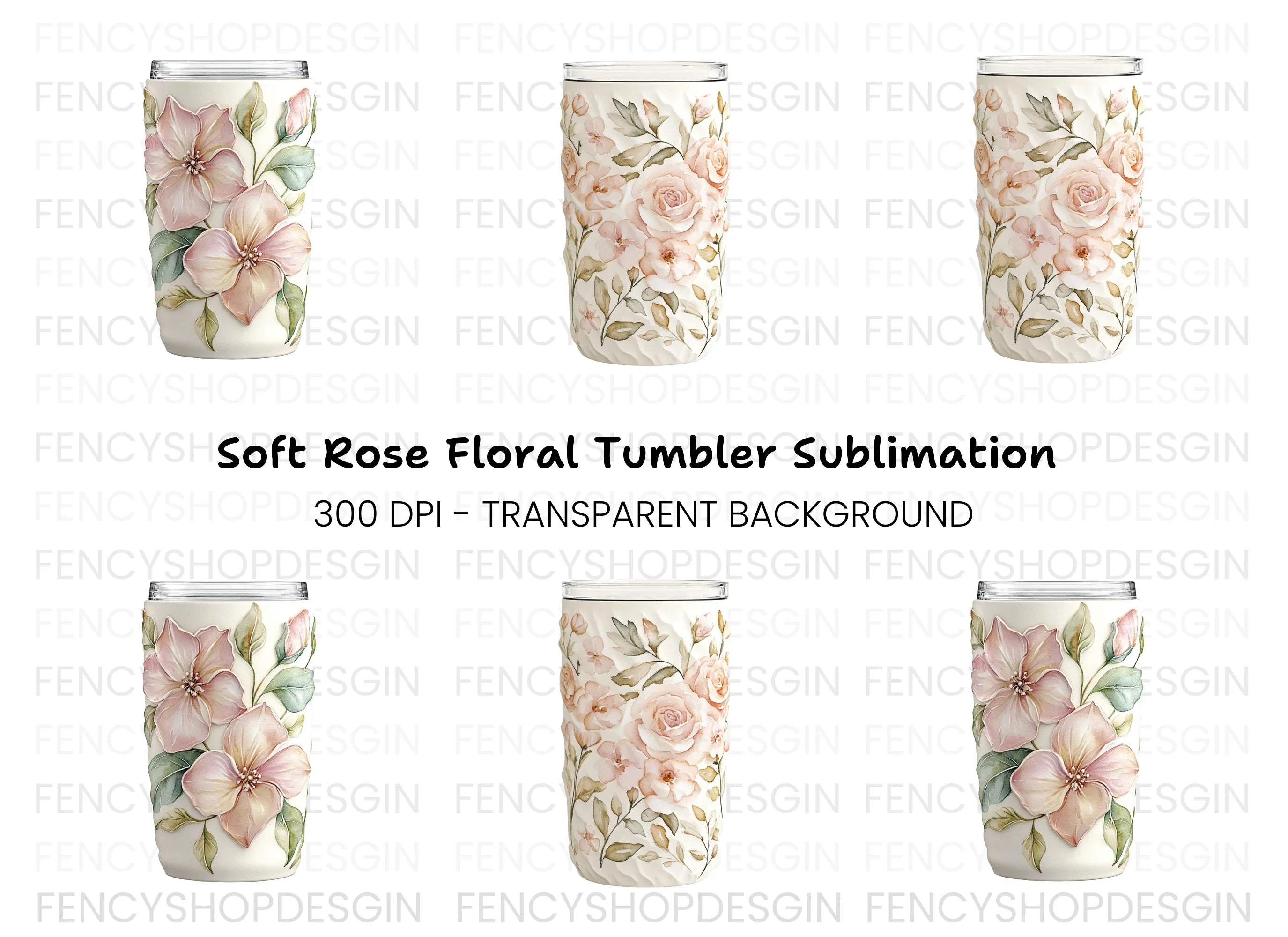 Elegant Floral Tumbler Clipart Bundle