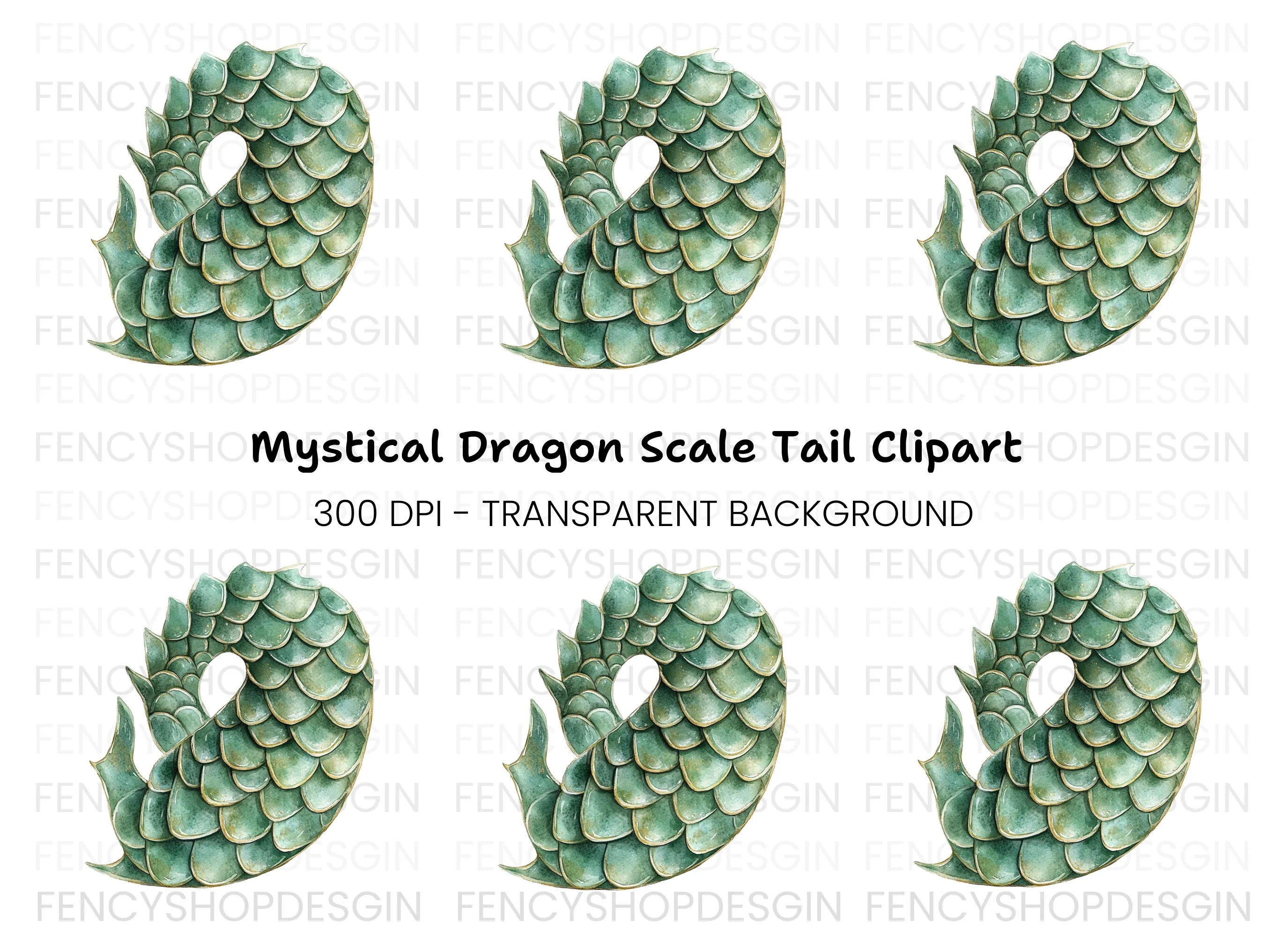 Green Dragon Scales Clipart Bundle