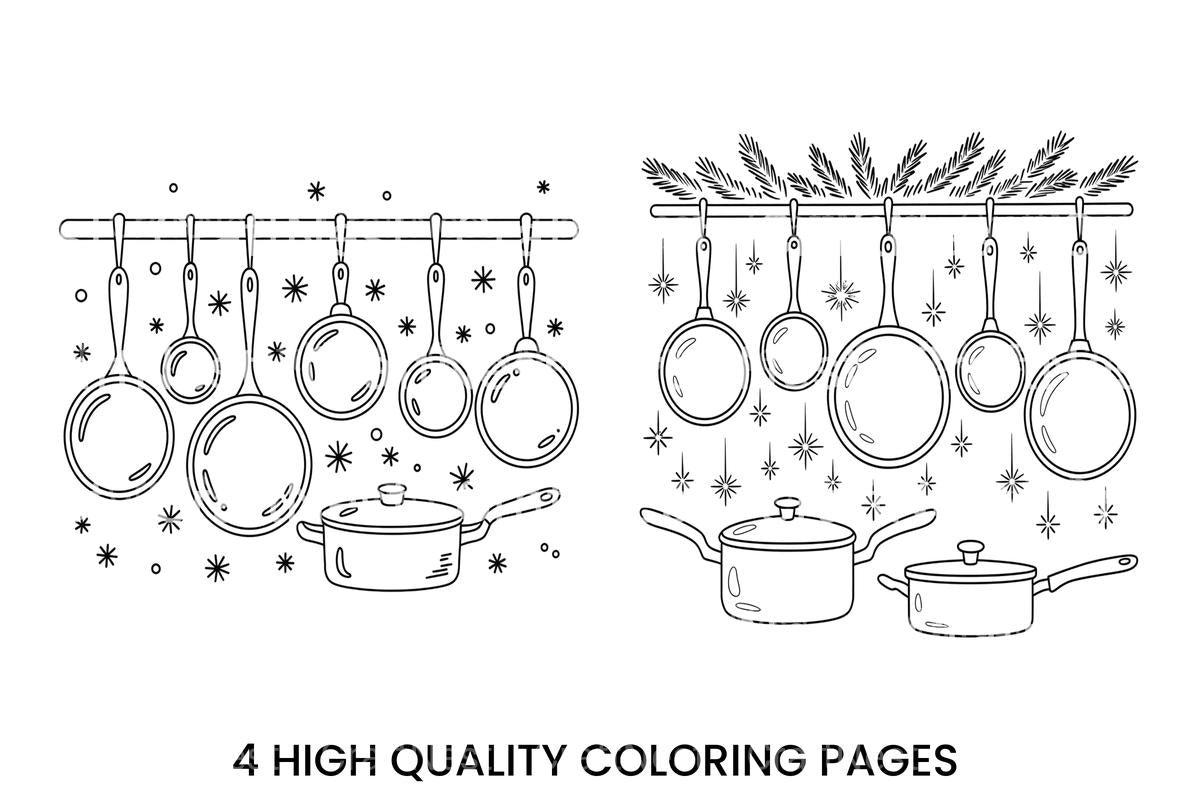 Christmas Kitchen Pots Coloring Books