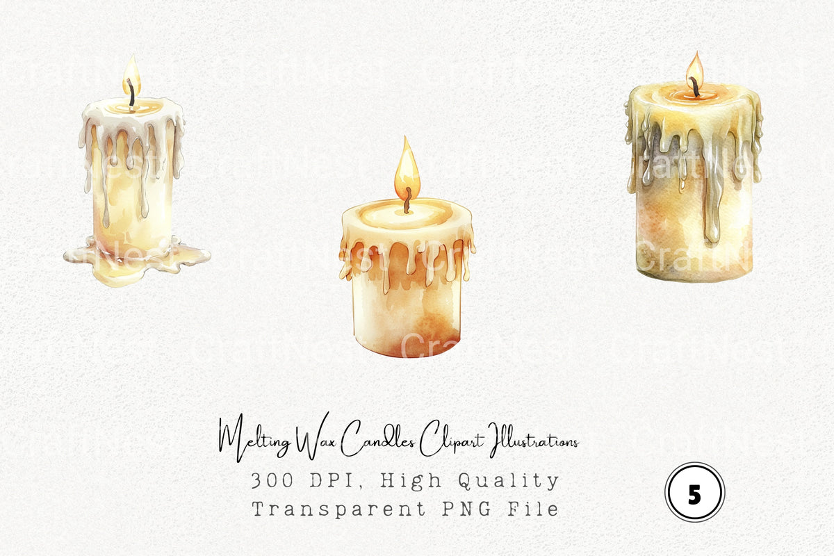 Melting Wax Candles Illustrations Clipart Bundle