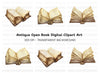 Vintage Open Books Clipart Bundle