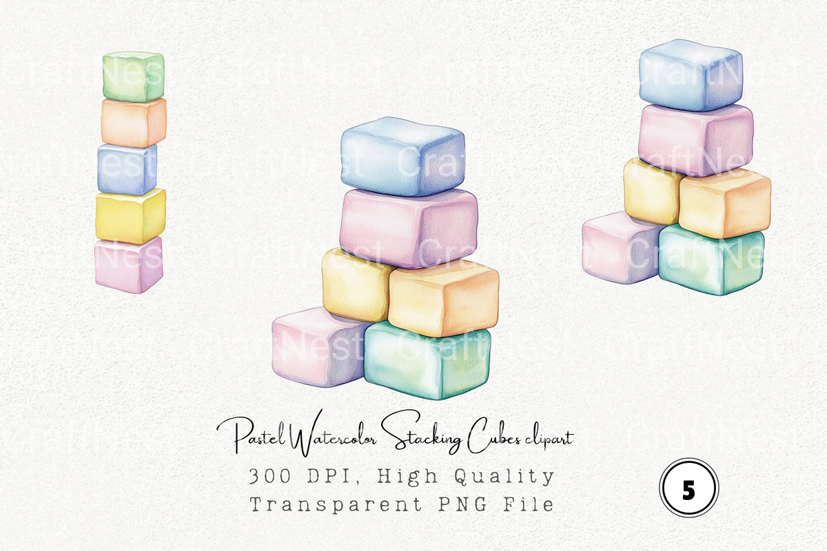 Pastel Stacking Cubes Clipart Bundle