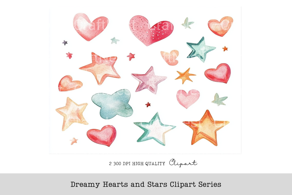 Dreamy Hearts And Stars Series Clipart Bundle