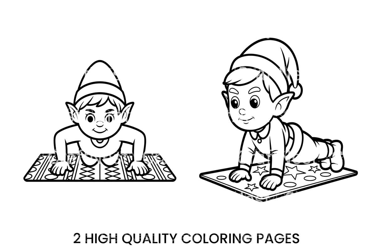 Elf Doing Push Ups Coloring Books