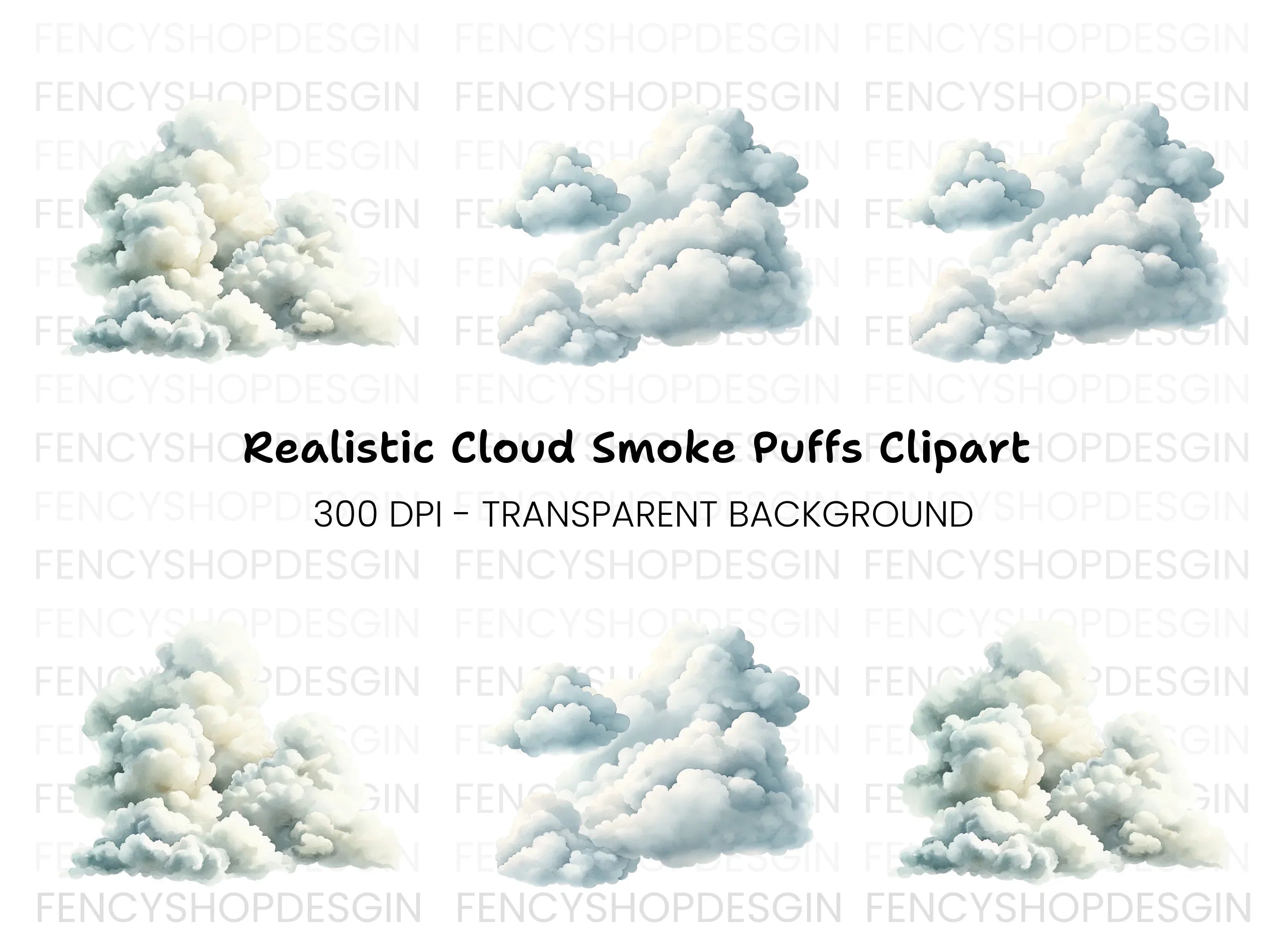 Realistic Smoke and Cloud Clipart Bundle