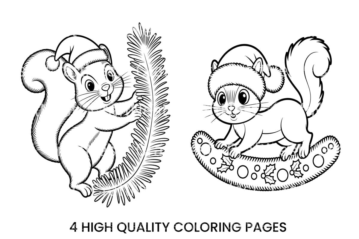 Festive Squirrels Christmas Coloring Books