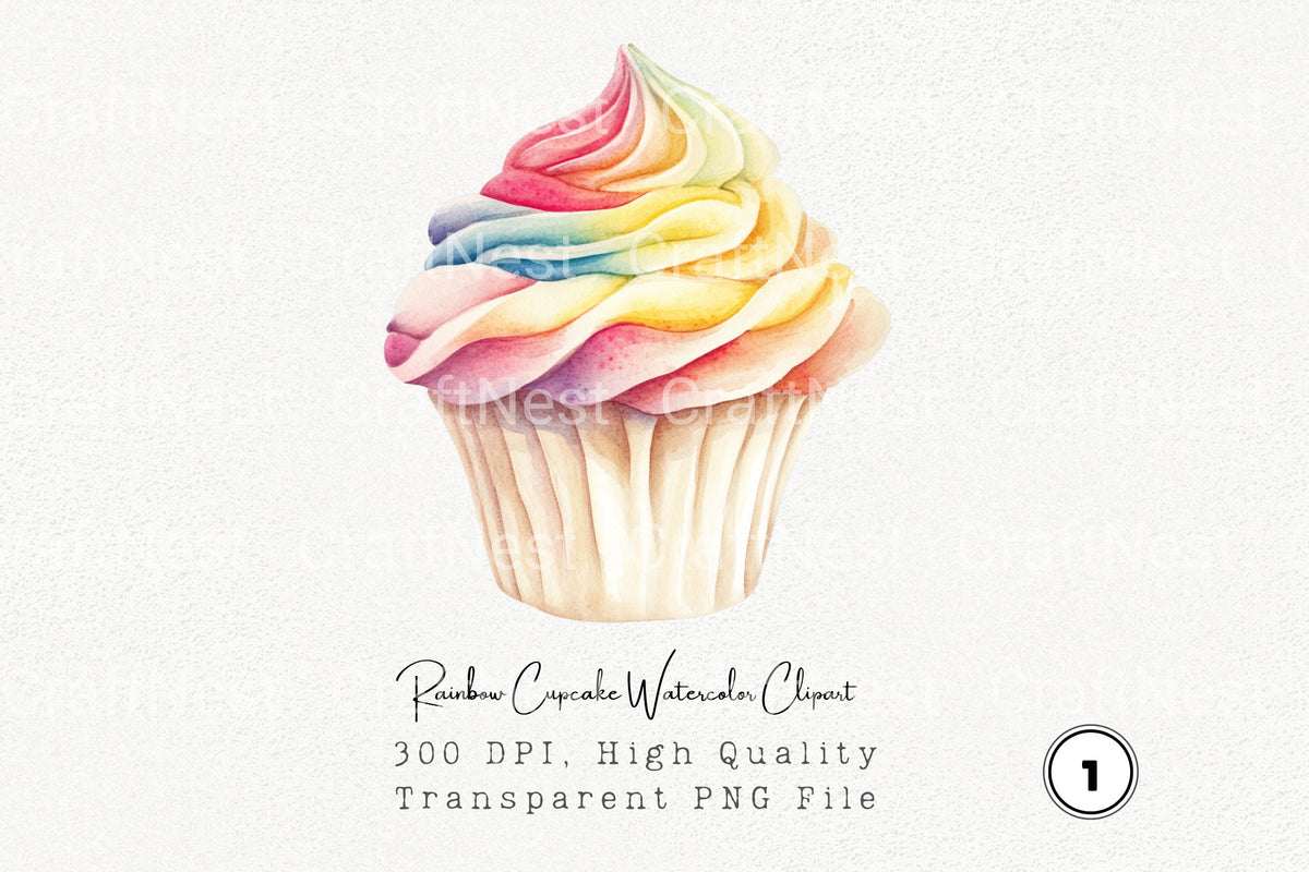 Rainbow Cupcake Clipart Bundle