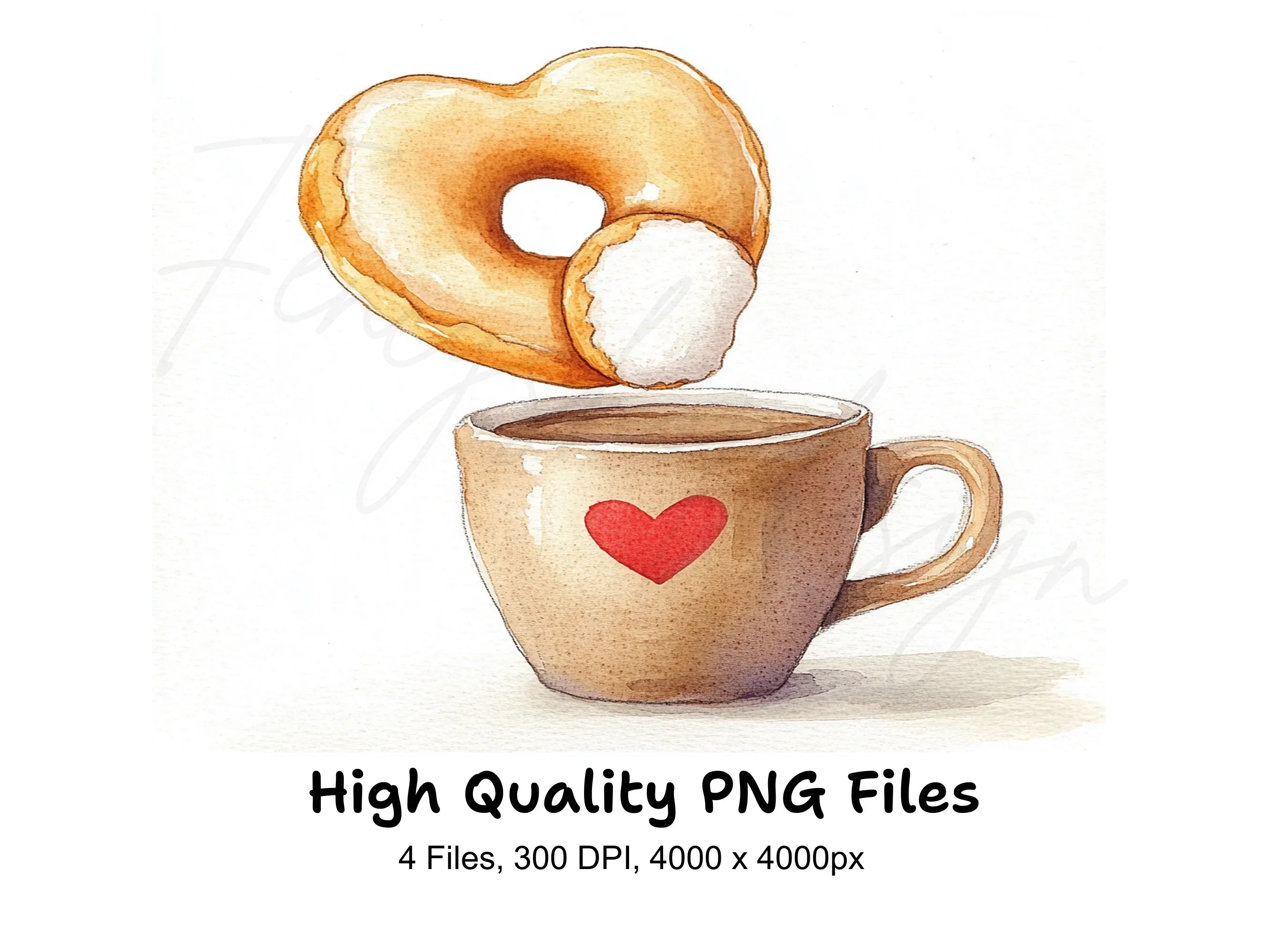 Heart Donut Coffee Cup Clipart Bundle