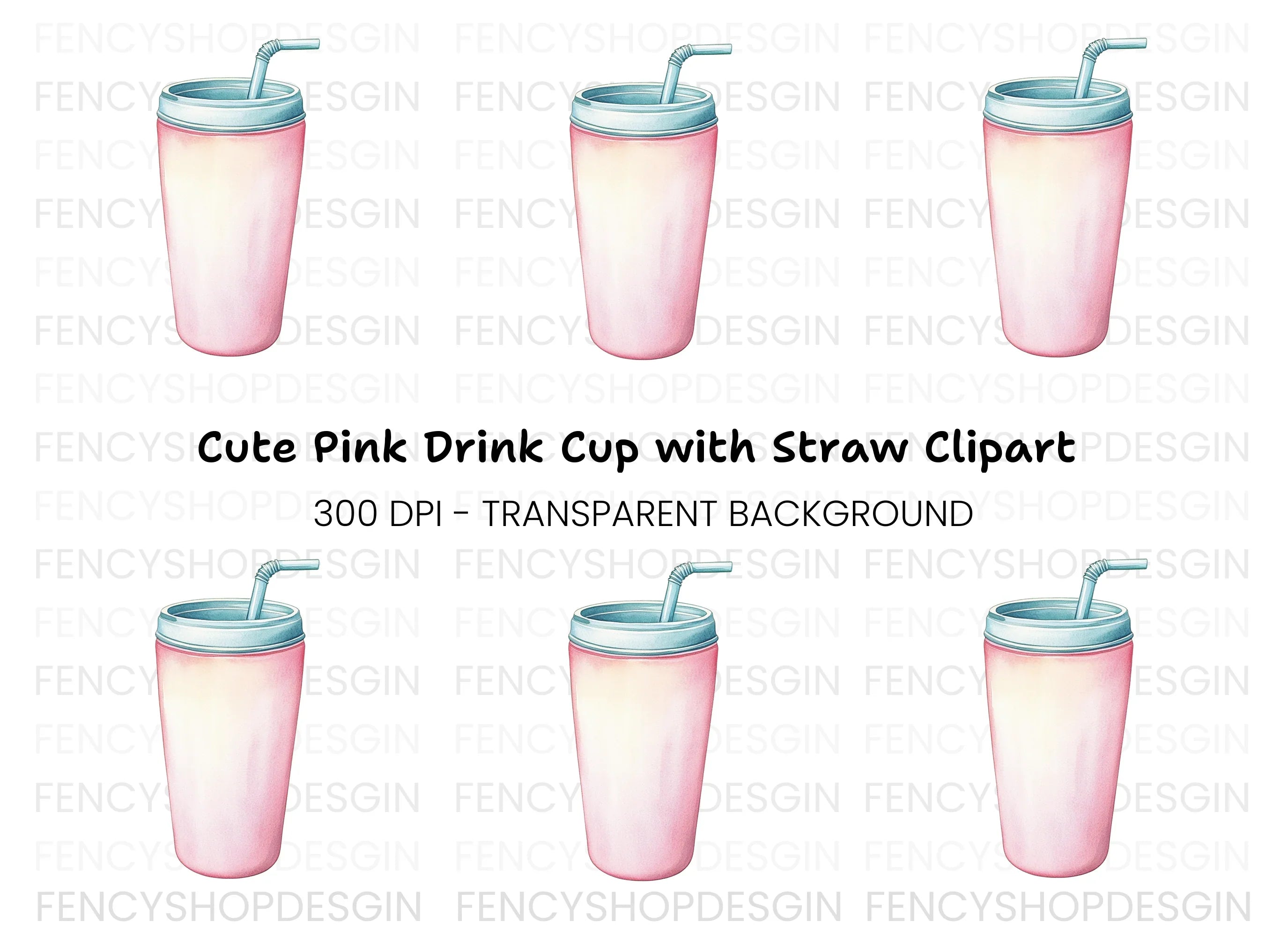 Pink Drink Tumbler Clipart Bundle