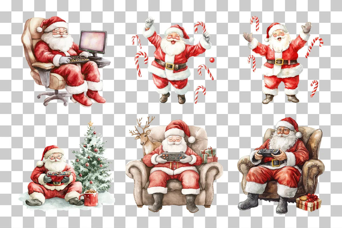 Festive Santa Claus Clipart Collection Bundle - CraftNest - Digital Crafting and Art