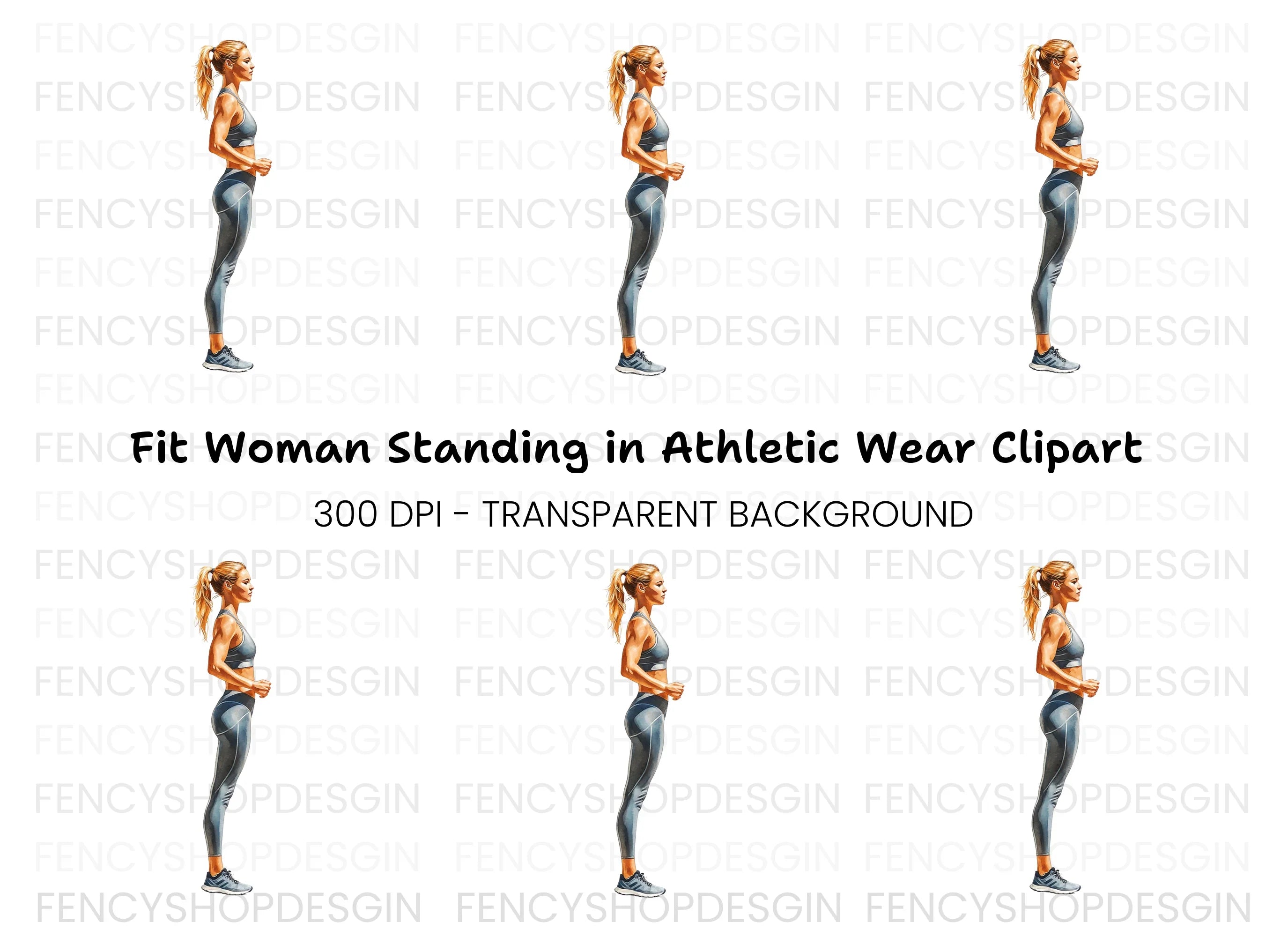 Sporty Woman Standing Clipart Bundle