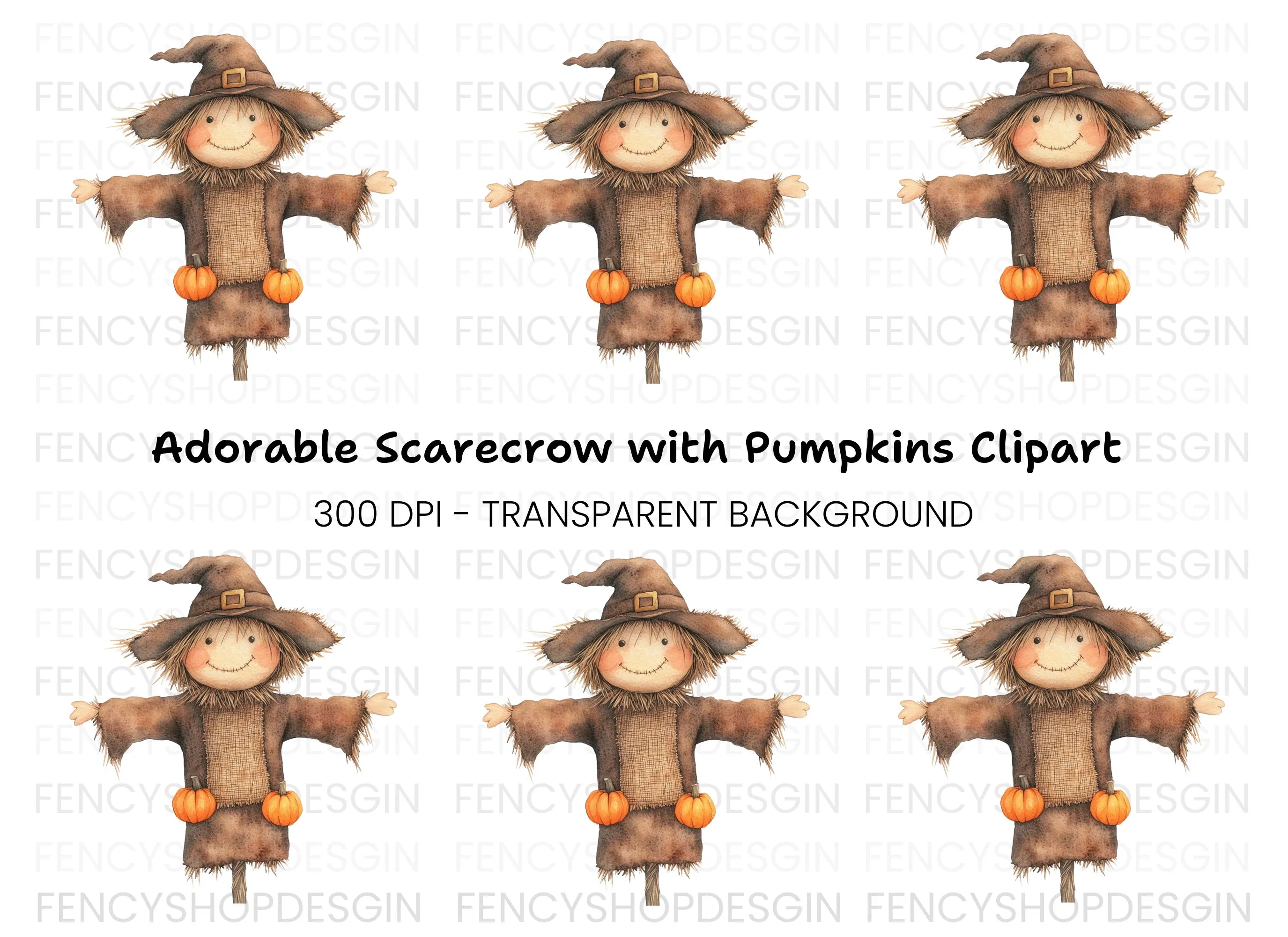 Cute Scarecrow Clipart Bundle