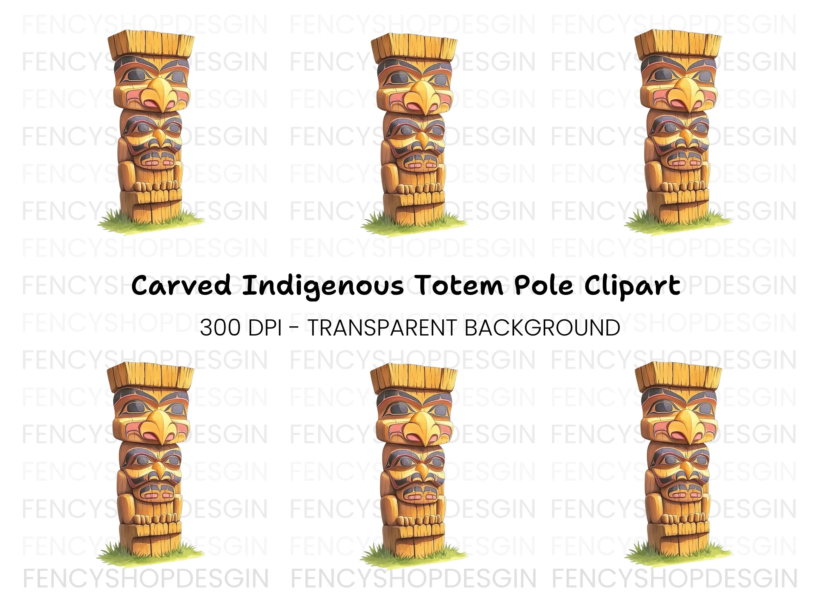 Native Totem Pole Clipart Bundle