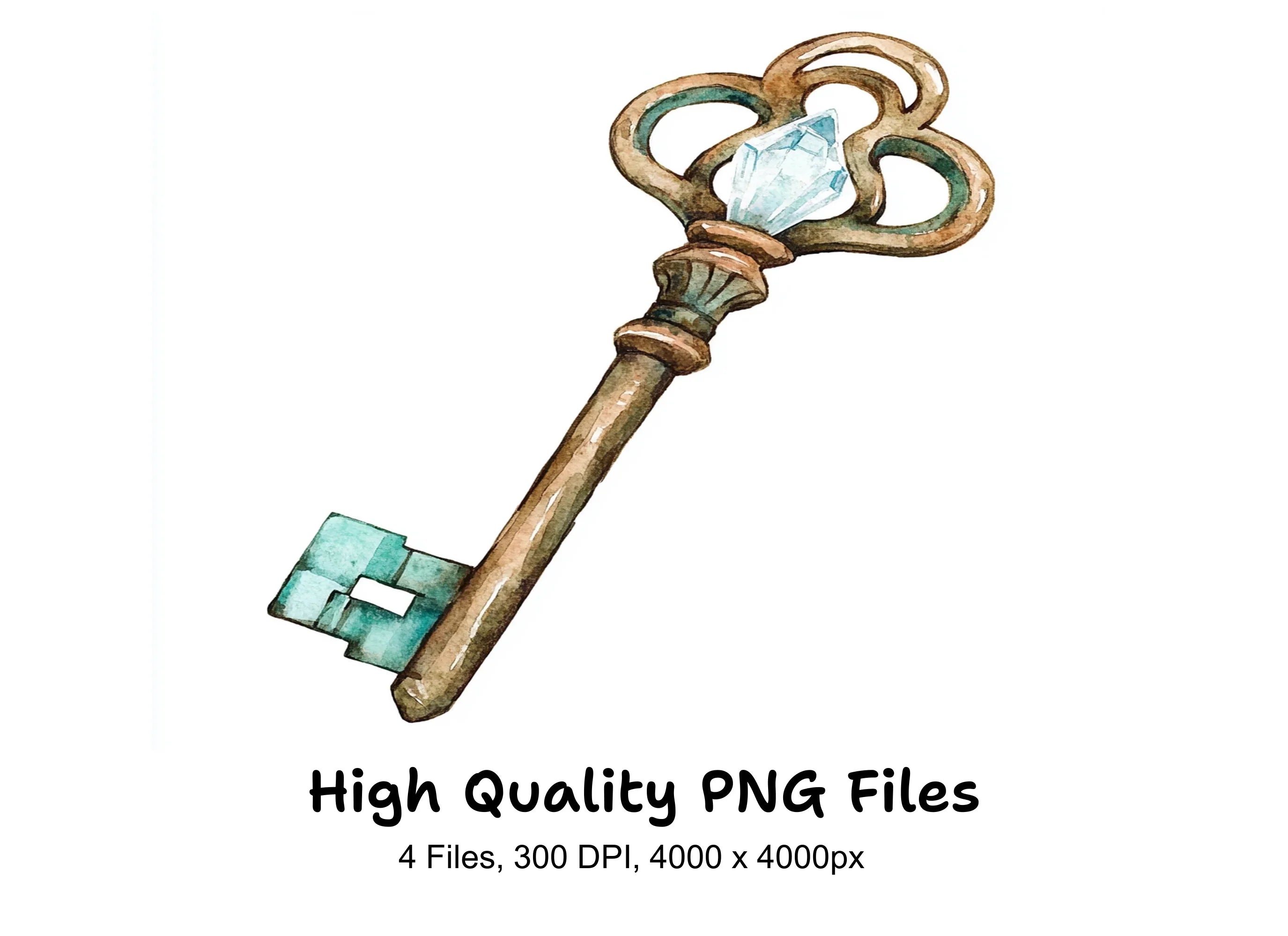 Rustic Bronze Keys with Diamond Clipart Bundle