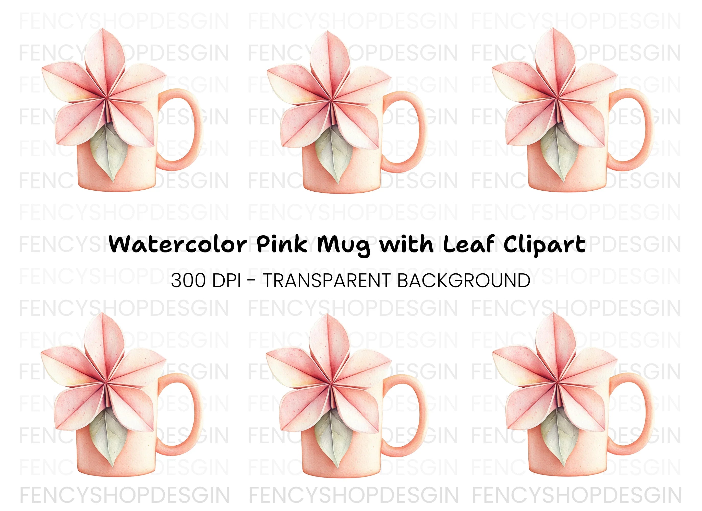 Pink Origami Flower Clipart Bundle