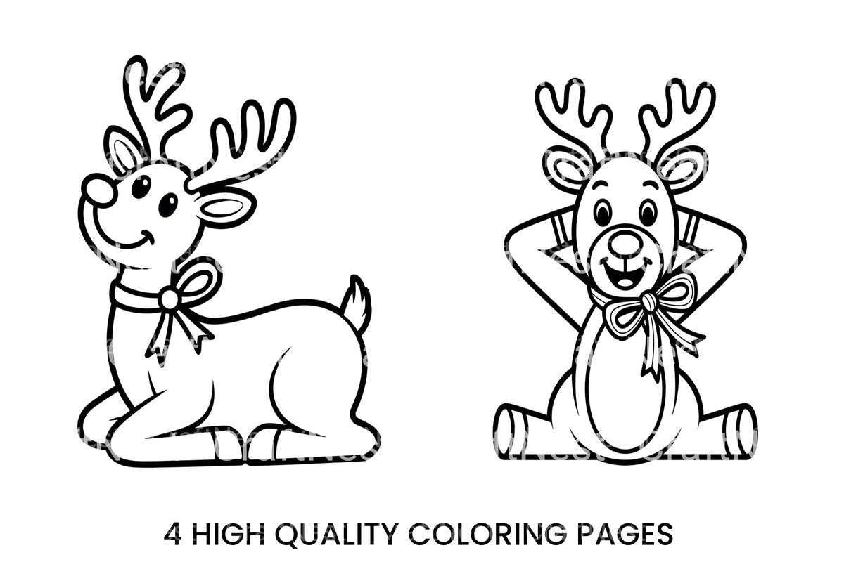 Cute Reindeer Christmas Coloring Books