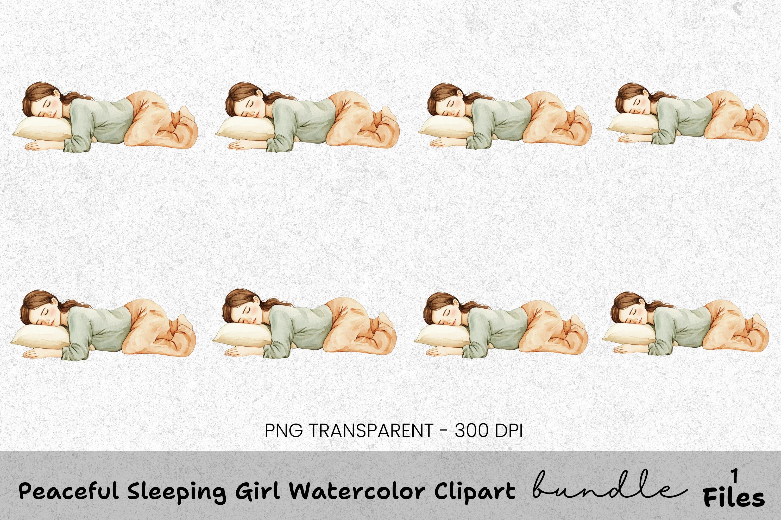 Peaceful Sleeping Girl Clipart Bundle