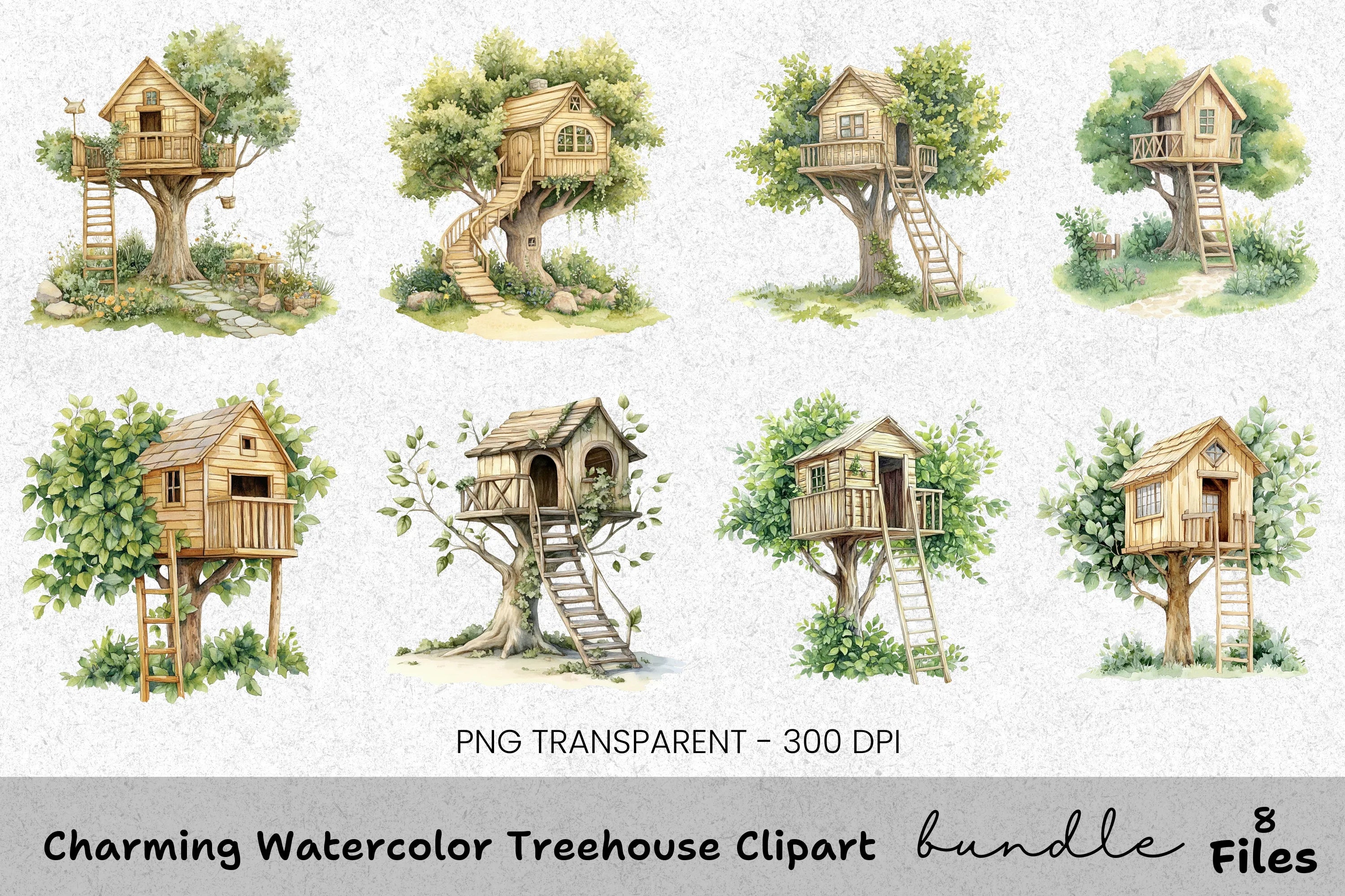 Charming Treehouse Clipart Bundle