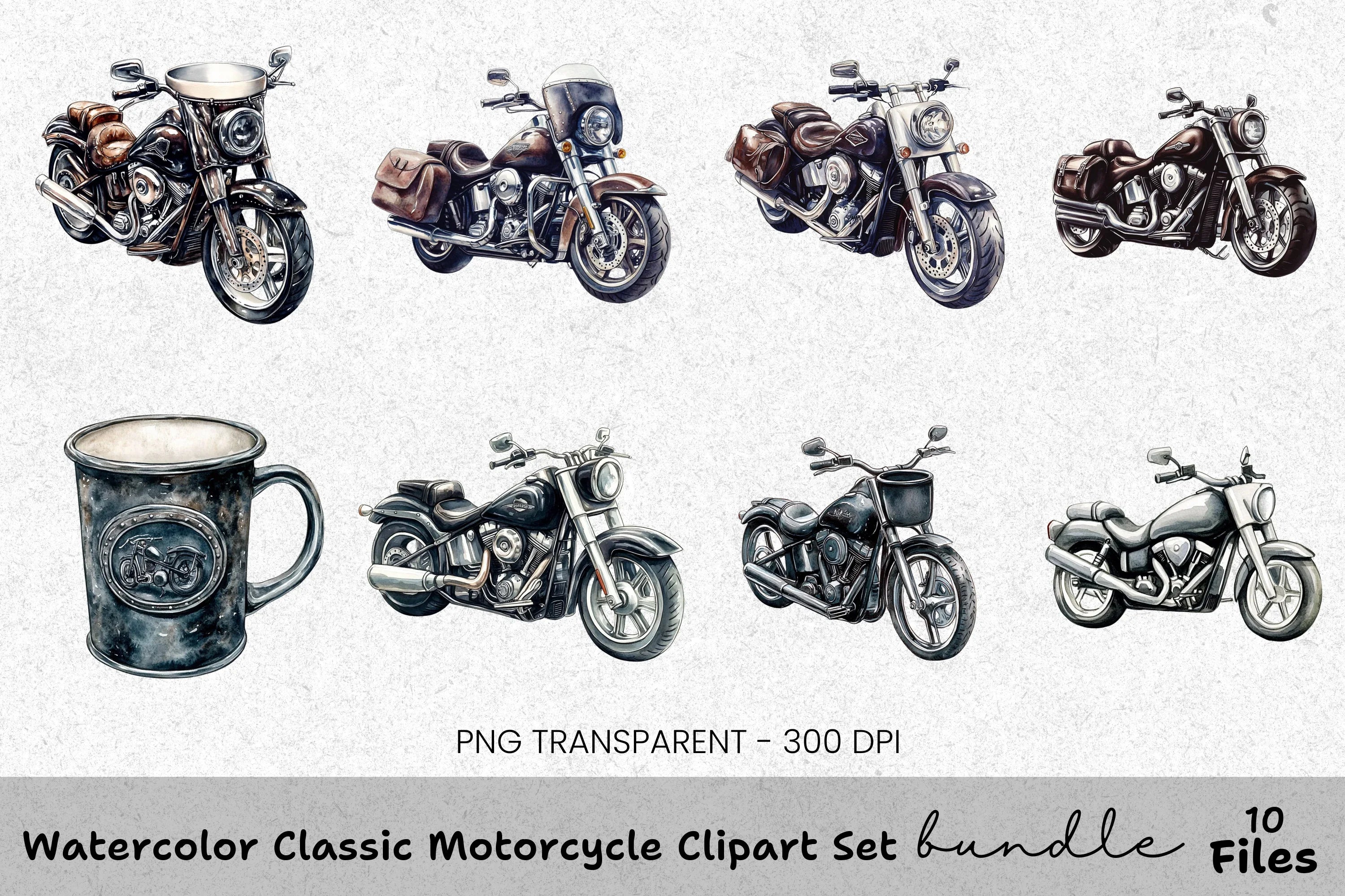 Classic Motorcycle Clipart Bundle