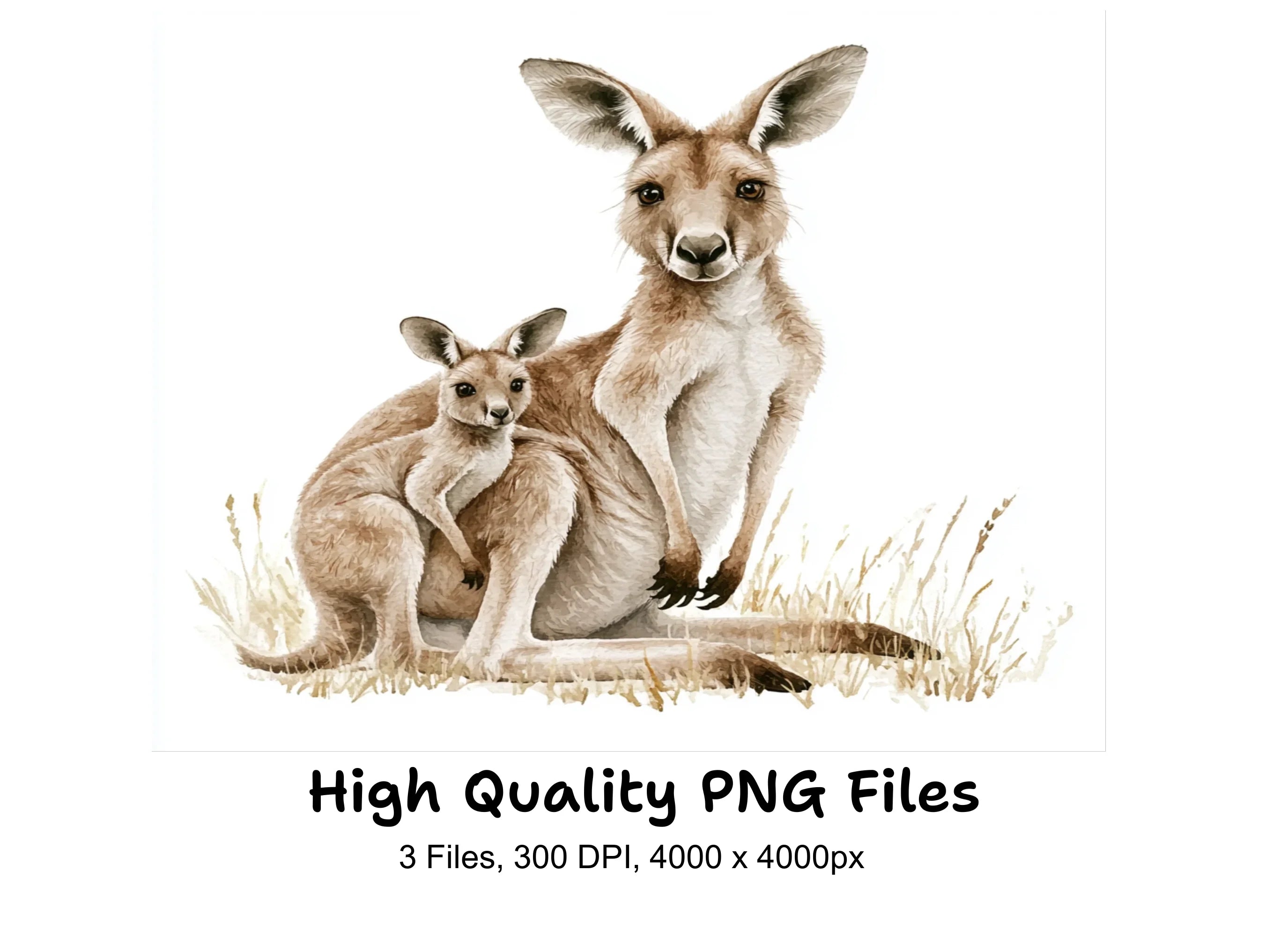 Kangaroo Family Illustration Clipart Bundle