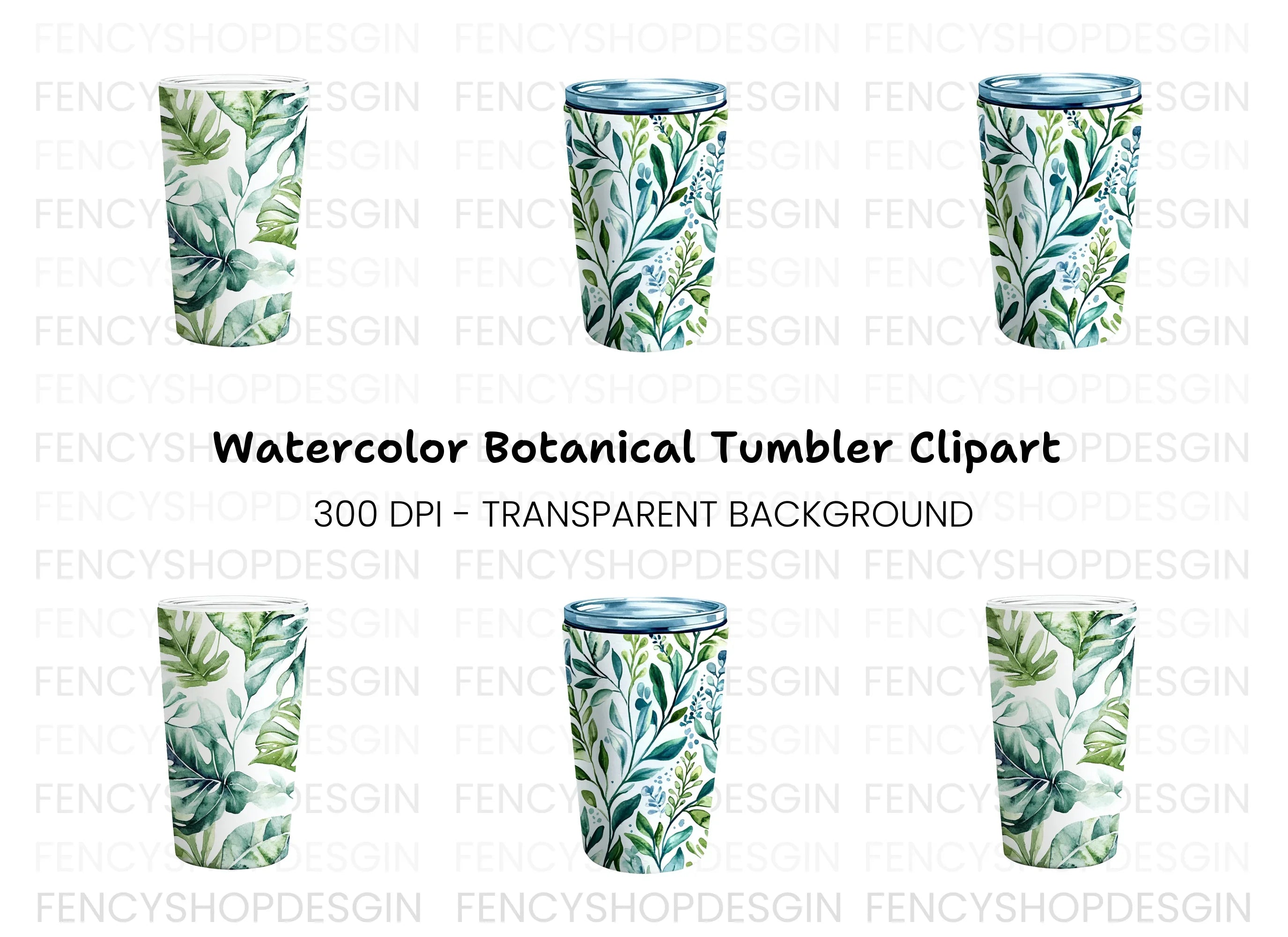 Tropical Leaf Tumbler Clipart Bundle