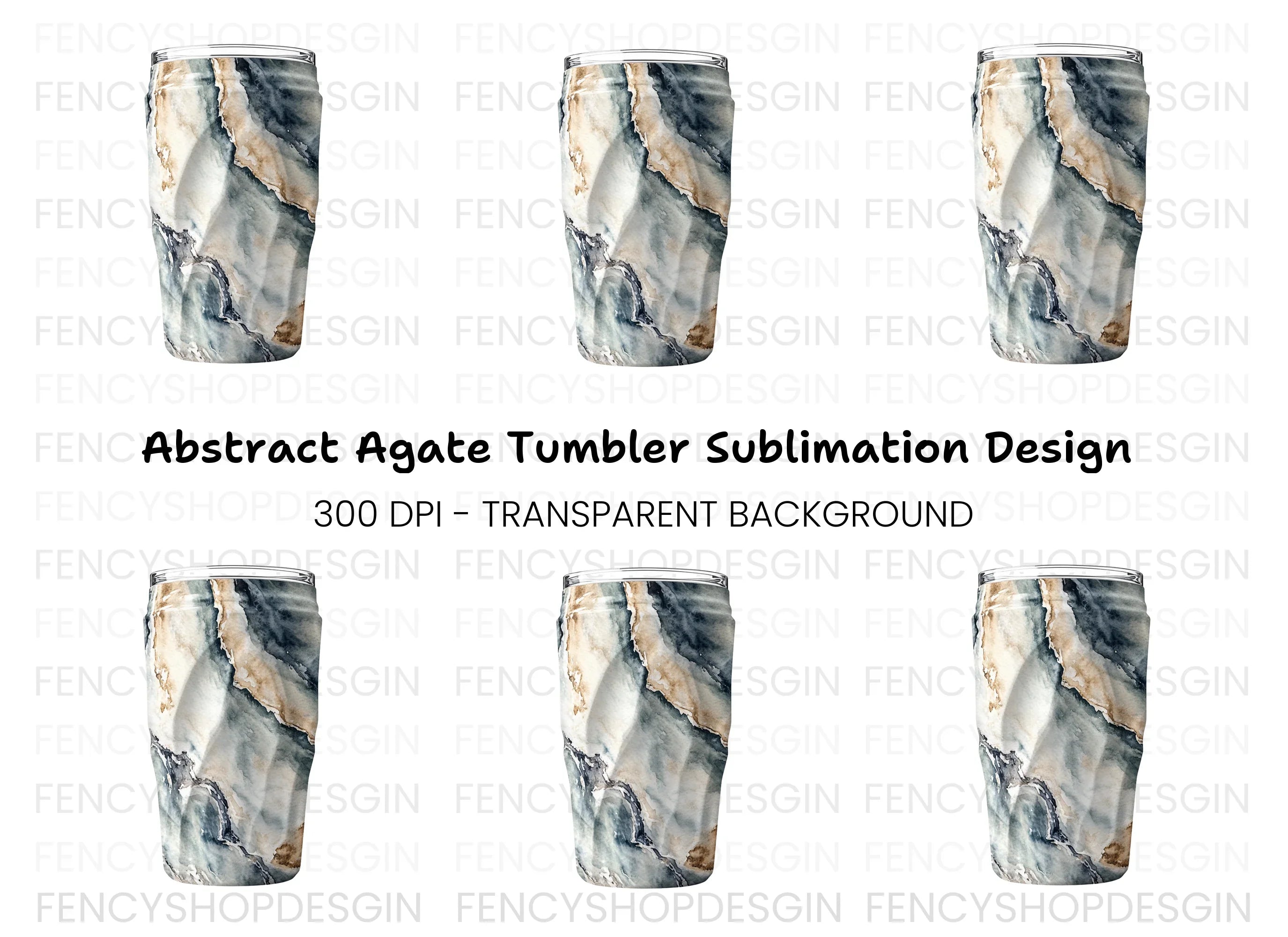 Blue Gold Marble Tumbler Clipart Bundle