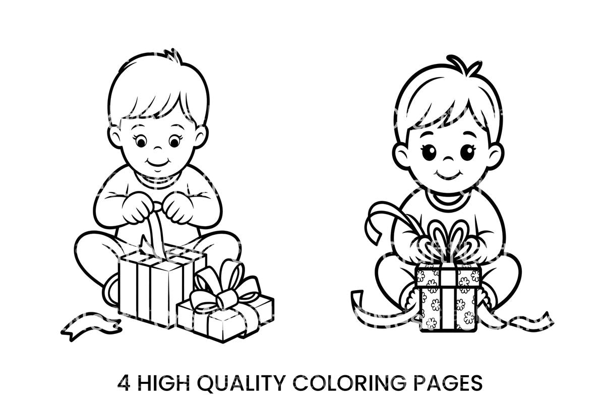 Baby Opening Christmas Gift Coloring Books