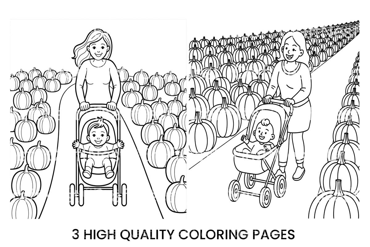 Pumpkin Patch Mom and Baby Coloring Books