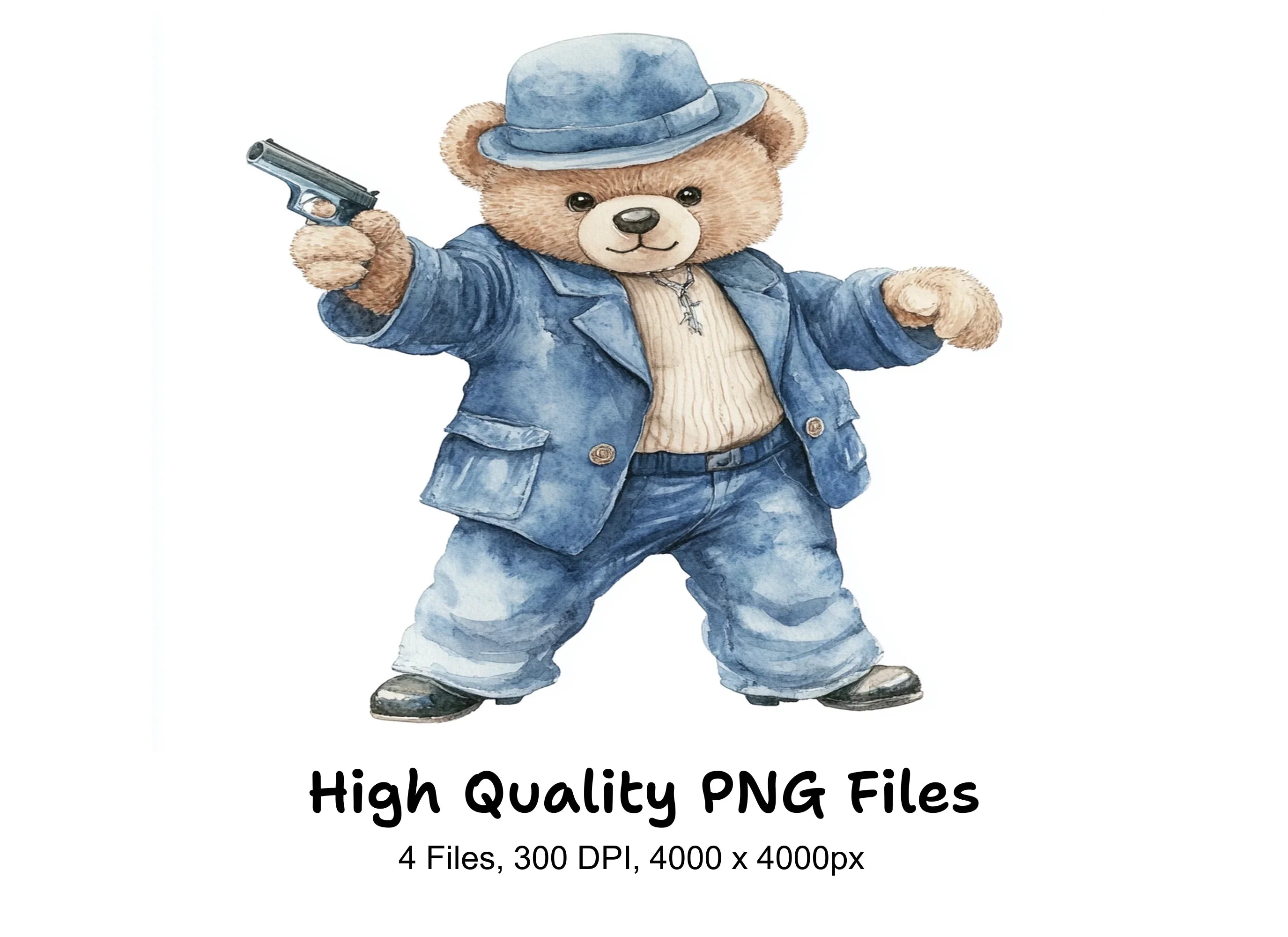 Gangster Bear Clipart Bundle