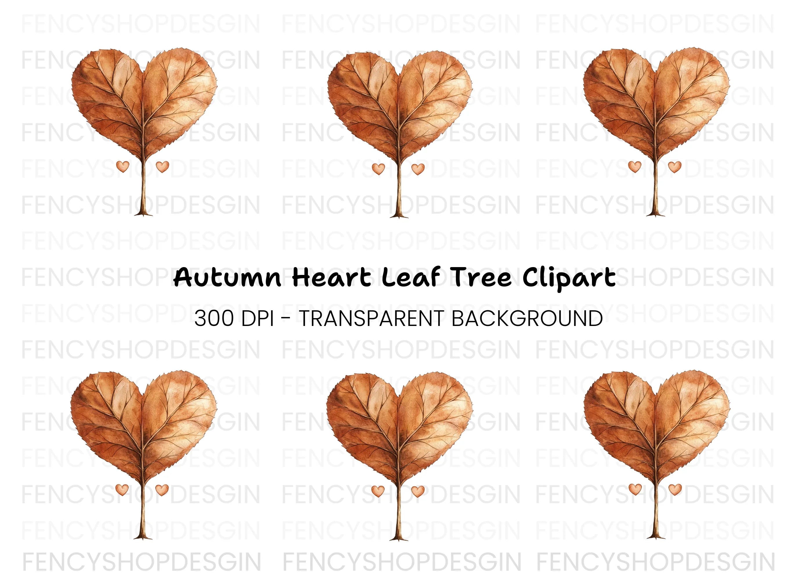 Heart Leaf Tree Clipart Bundle