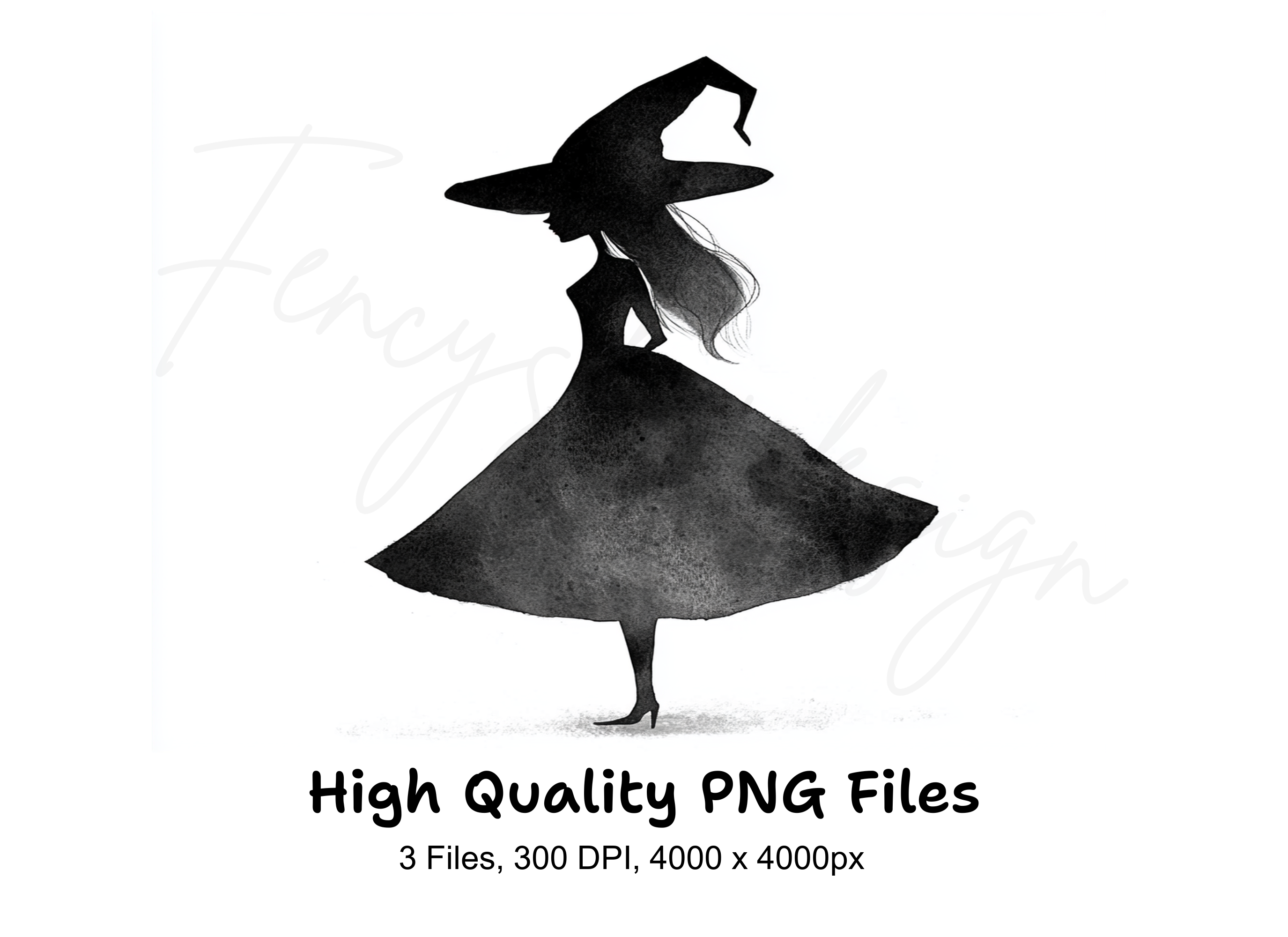 Elegant Witch Silhouette Clipart Bundle
