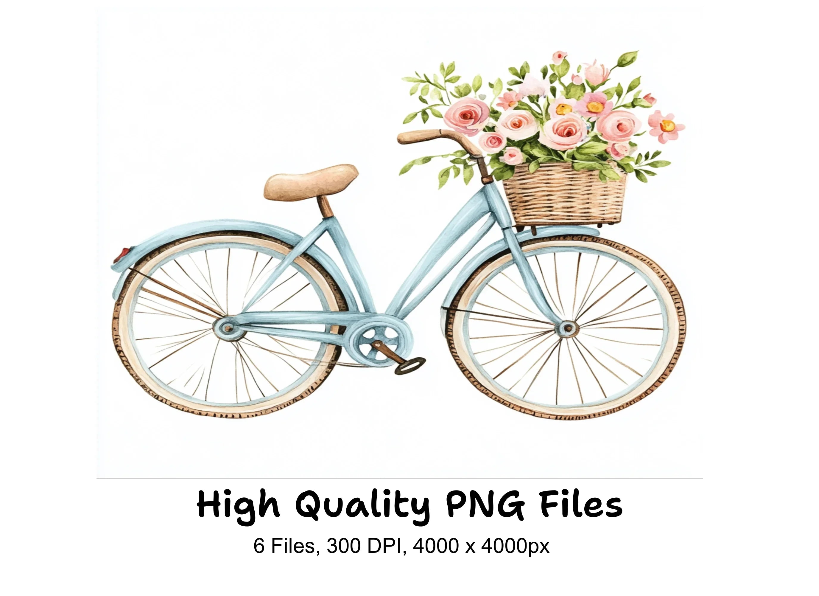 Bicycle with Flowers Clipart Bundle
