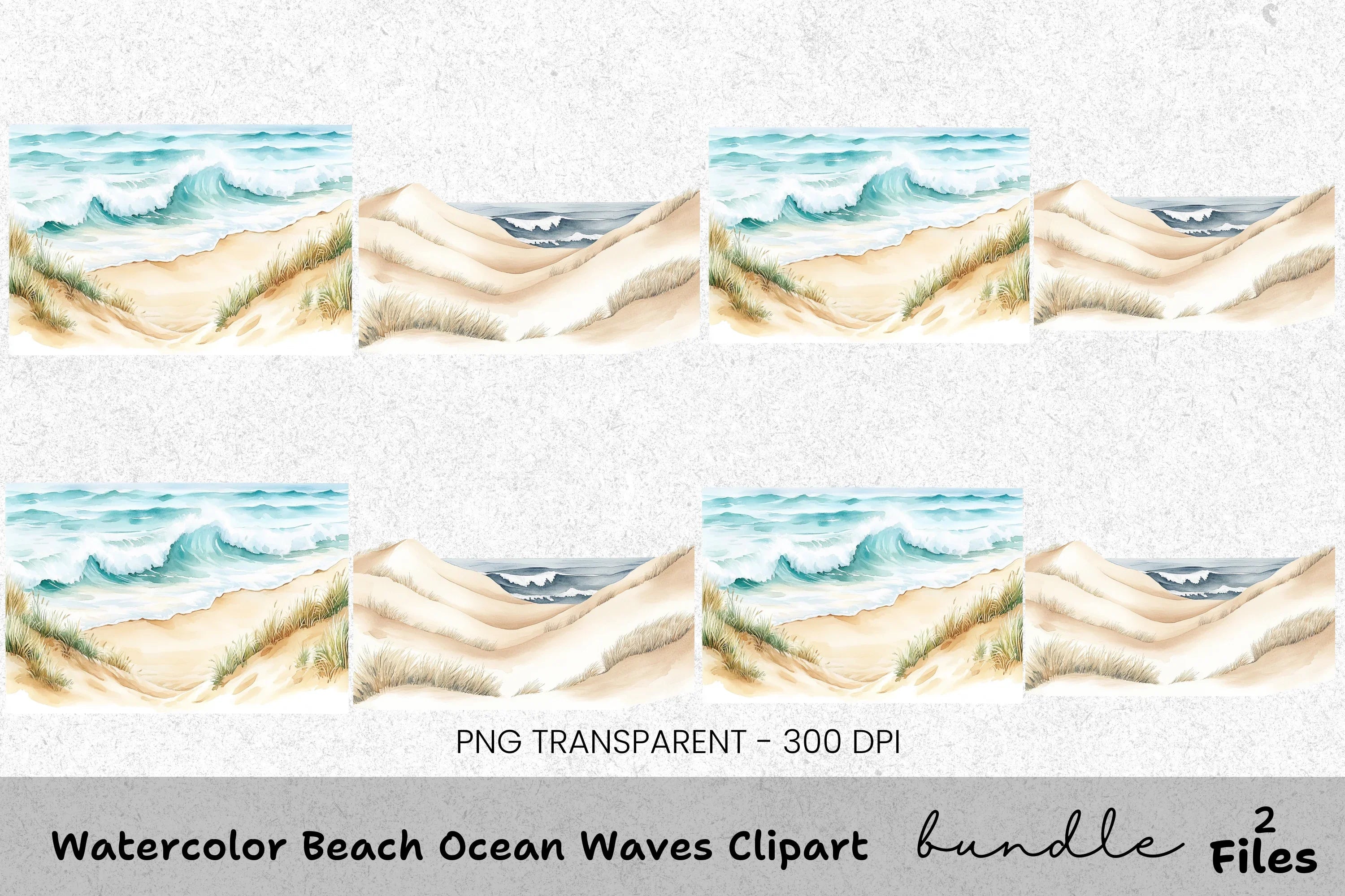 Beach Ocean Waves Clipart Bundle