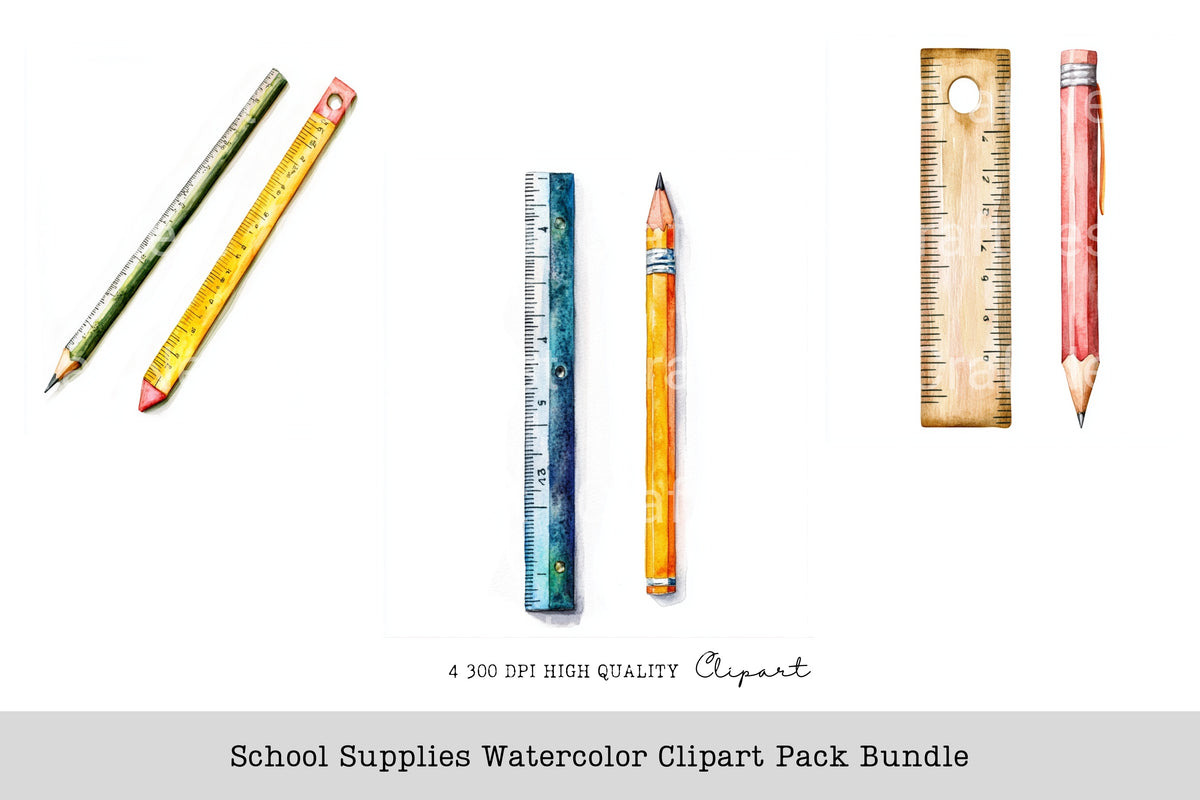 School Supplies Clipart Bundle