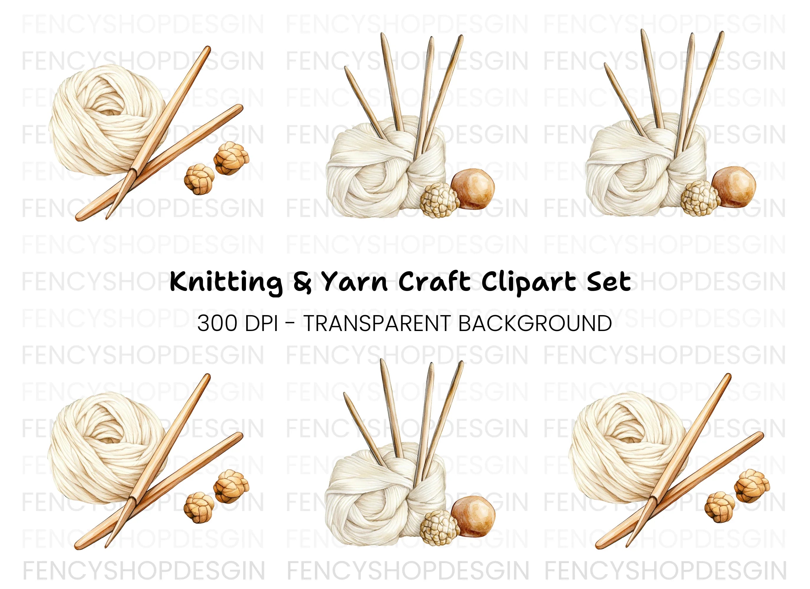 Knitting Yarn Clipart Bundle