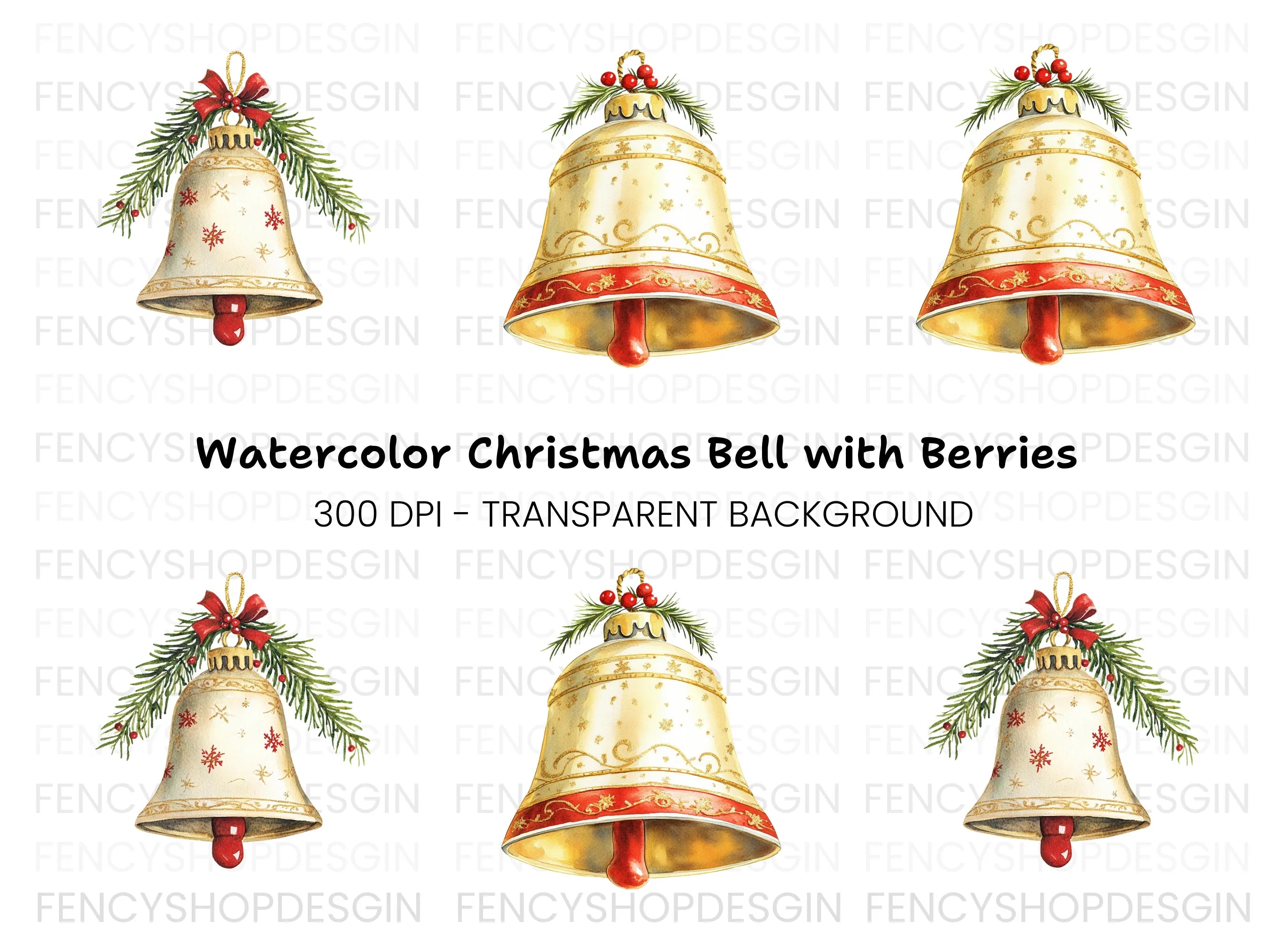 Christmas Bells Clipart Bundle