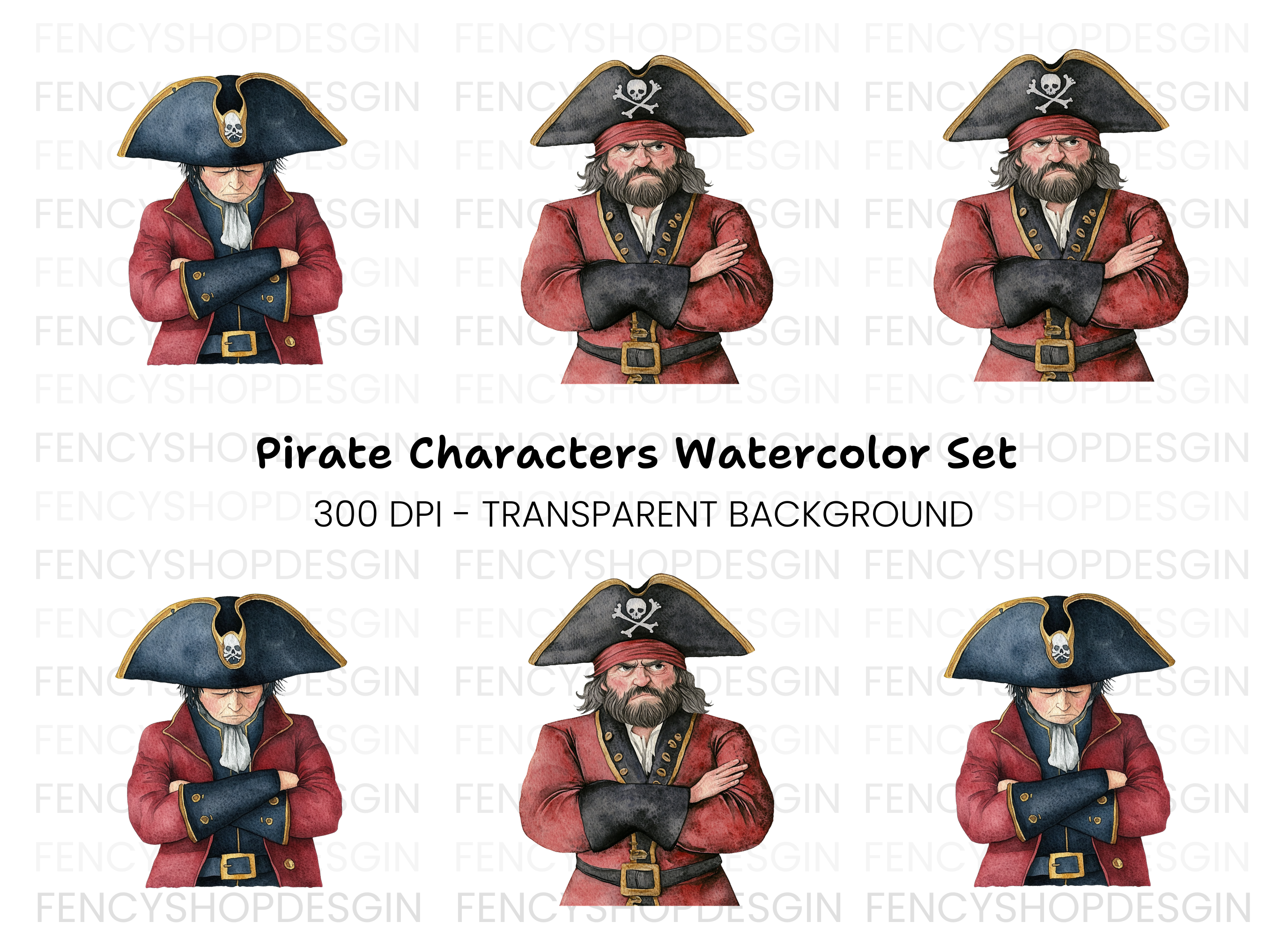 Grumpy Pirates Clipart Bundle