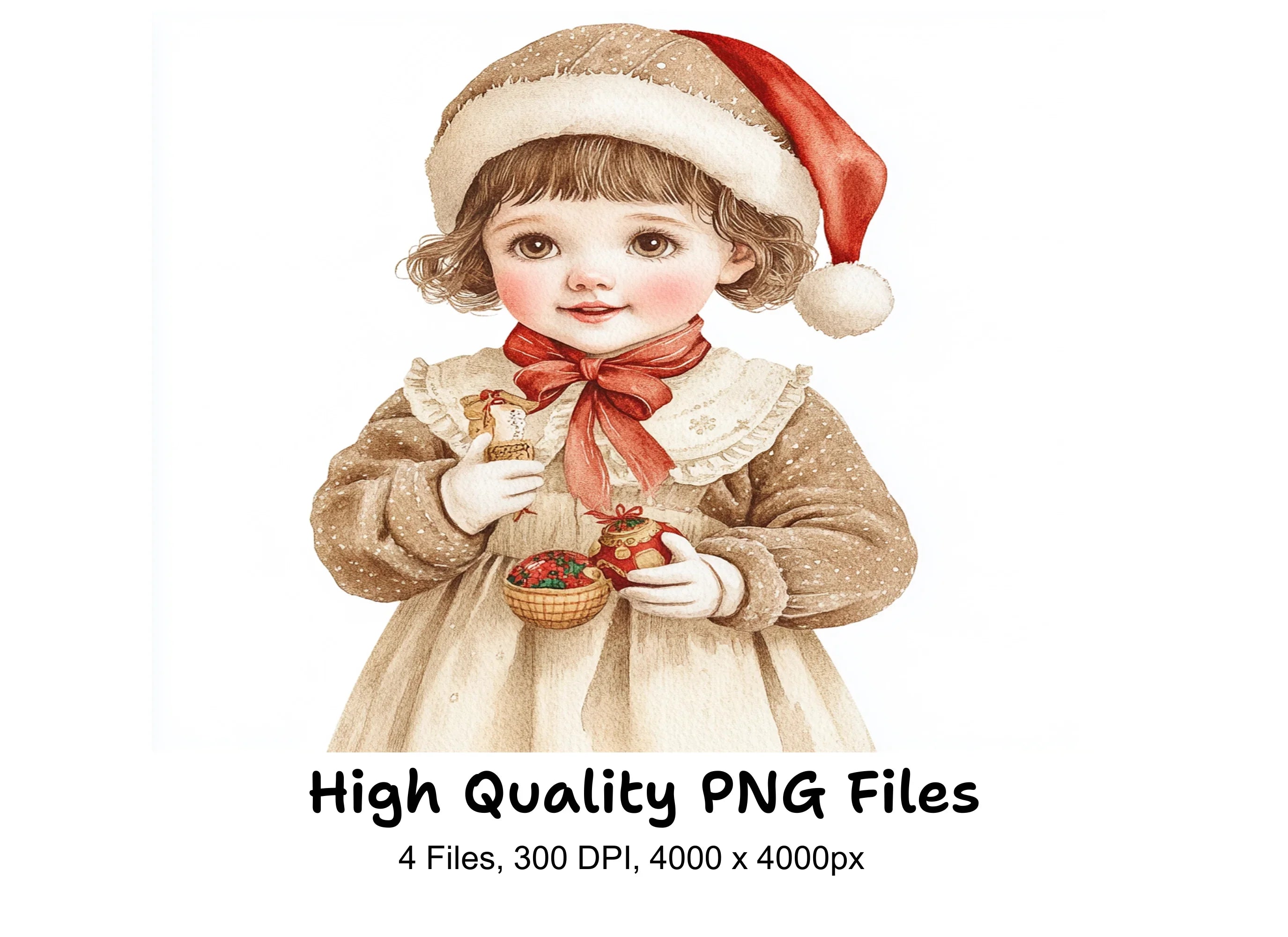 Vintage Christmas Girls Clipart Bundle