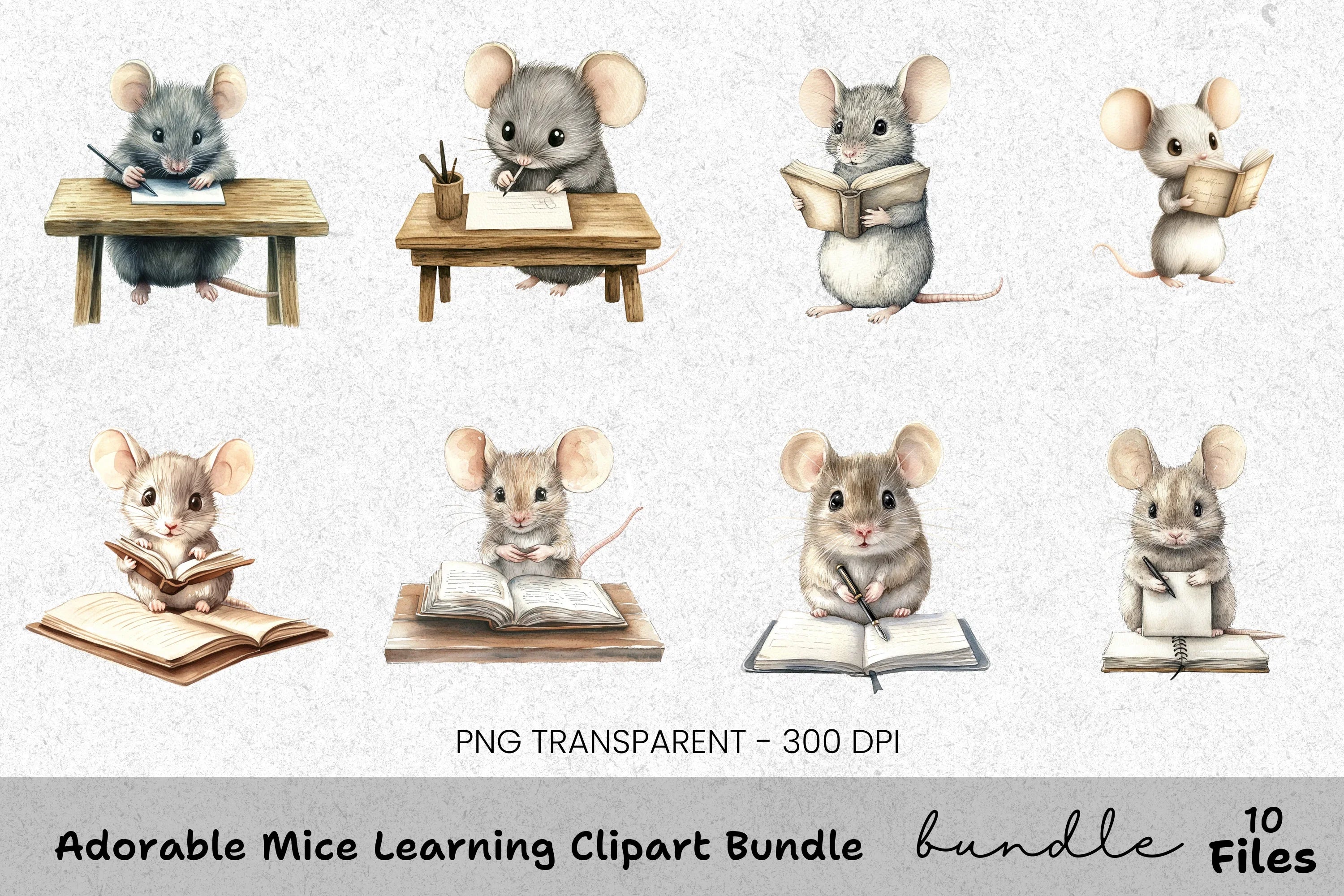 Adorable Mice Learning Clipart Bundle