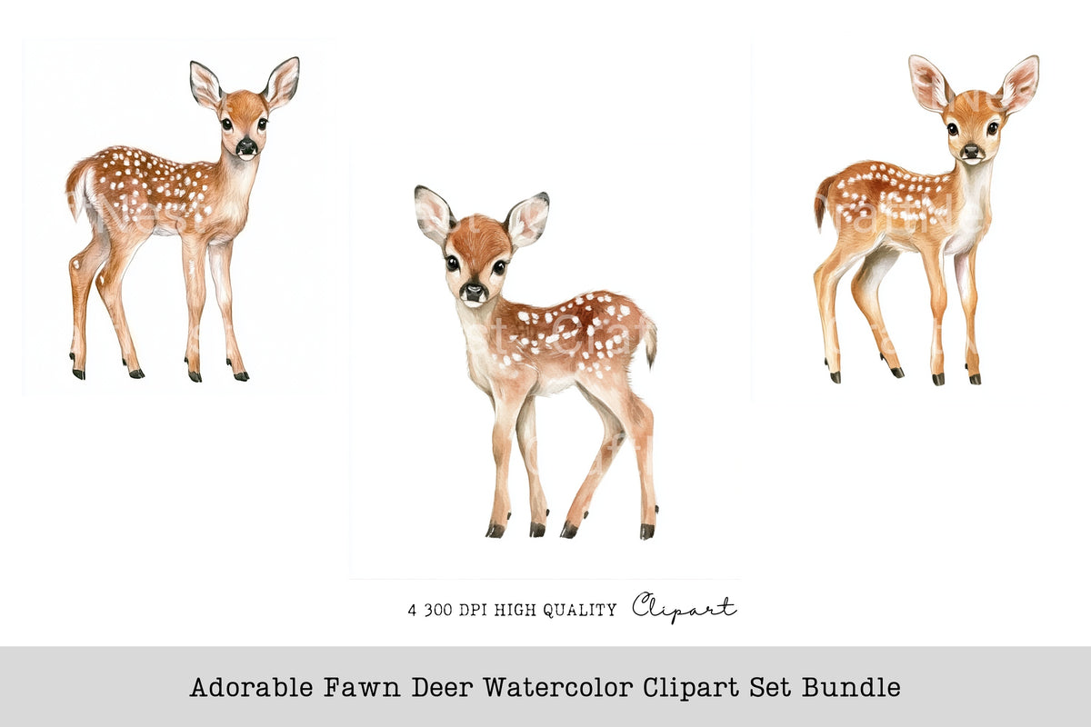Adorable Fawn Deer Clipart Bundle